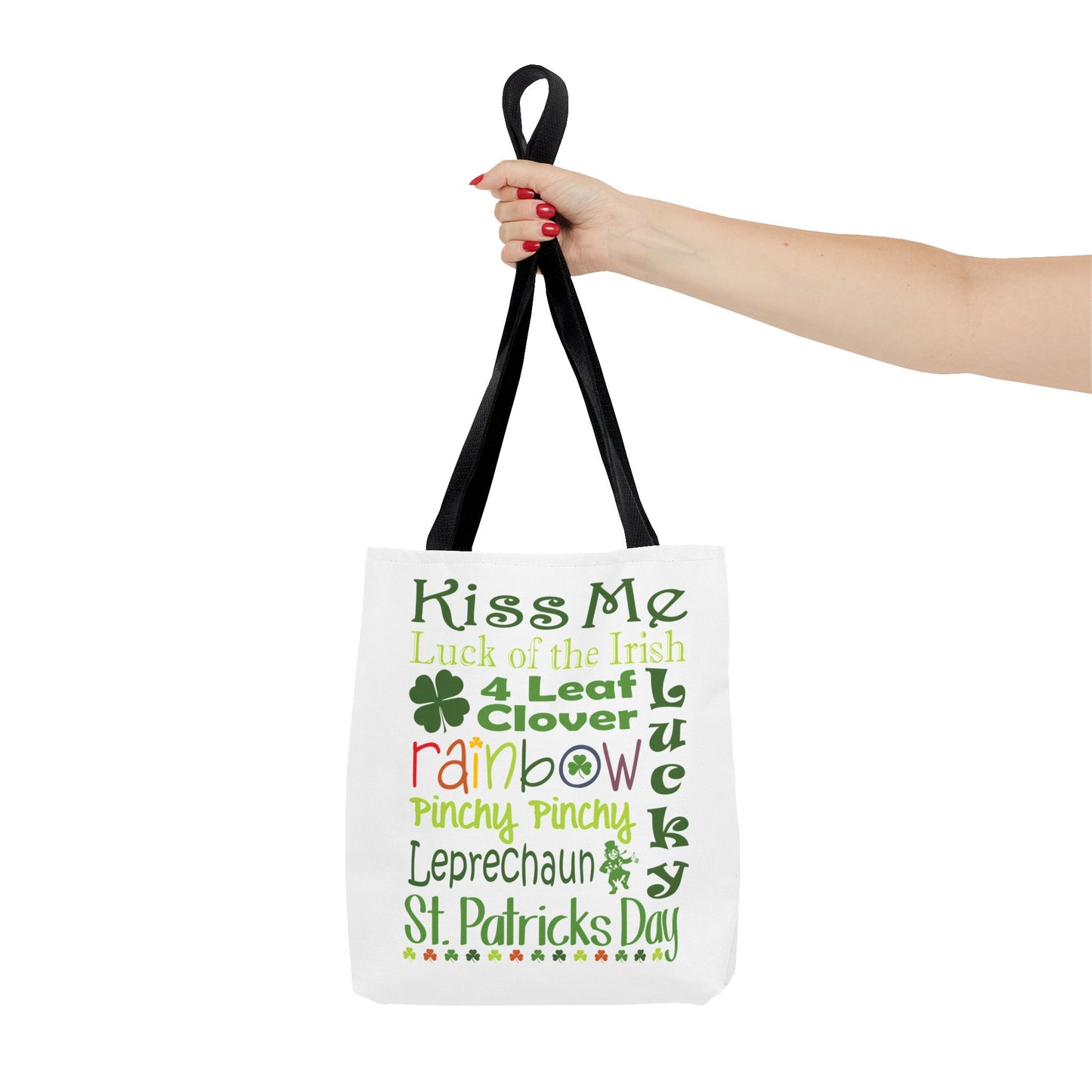 St. Patrick's Word Riot White Tote Bag — Bold Typographic Holiday Tote - 3 Sizes
