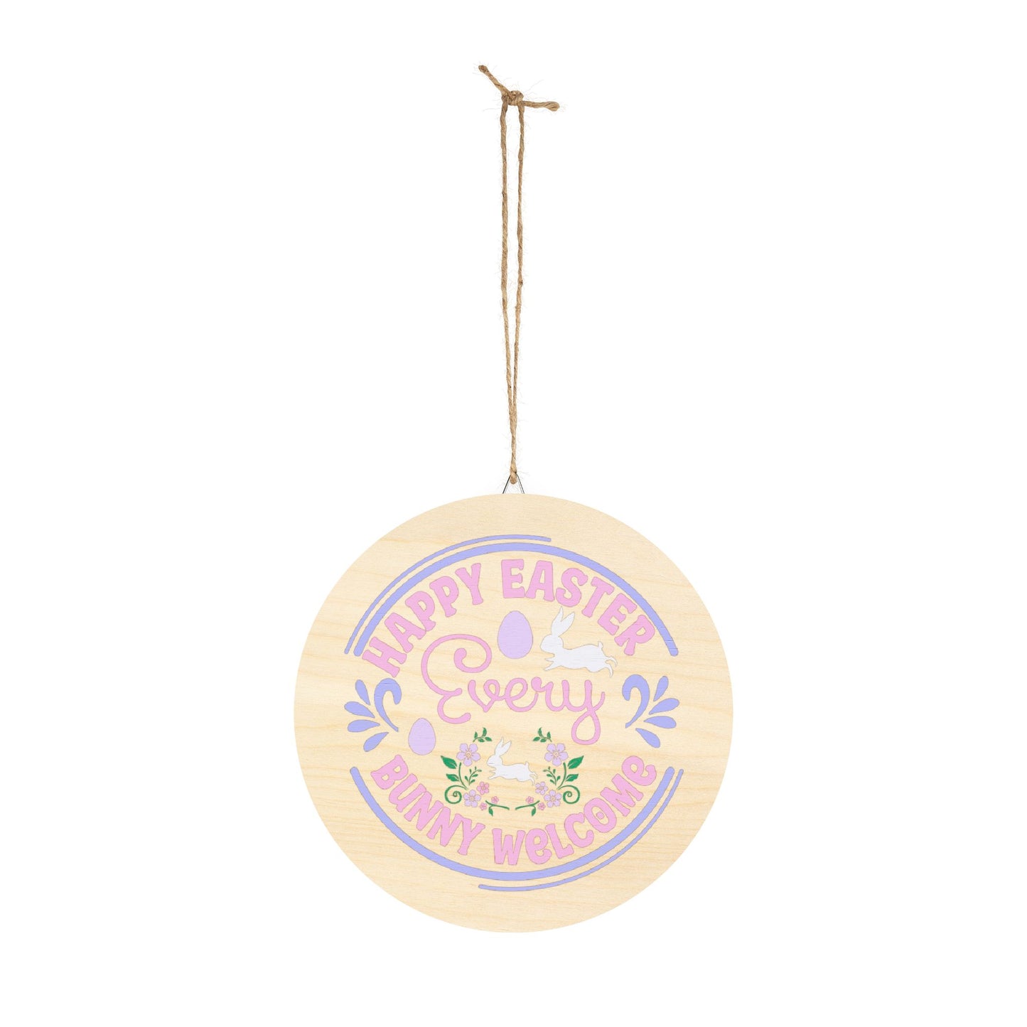 Easter Welcome Wood Sign - Bunny Decor
