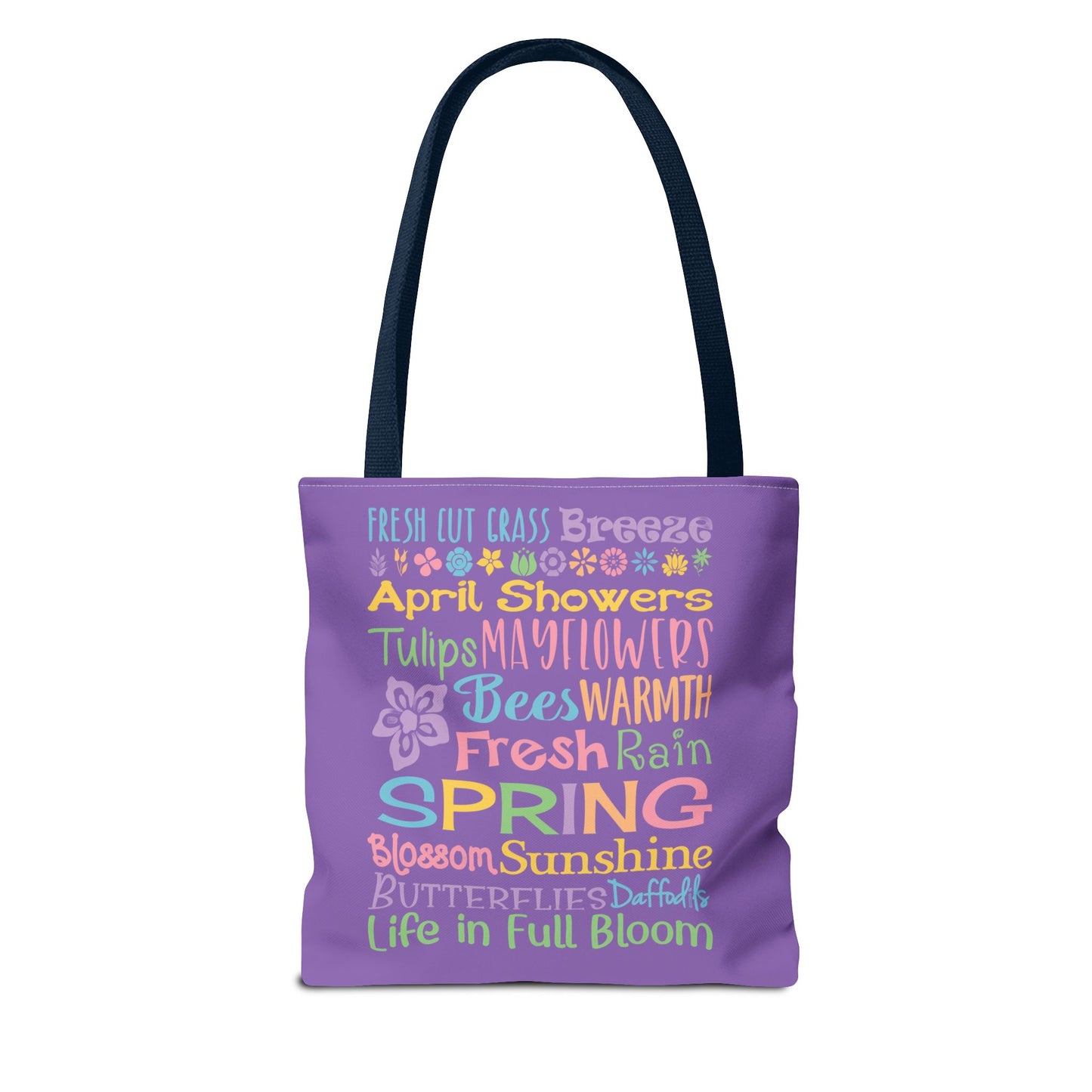 Spring Word Riot Purple Tote Bag — Pastel Floral Typography Tote