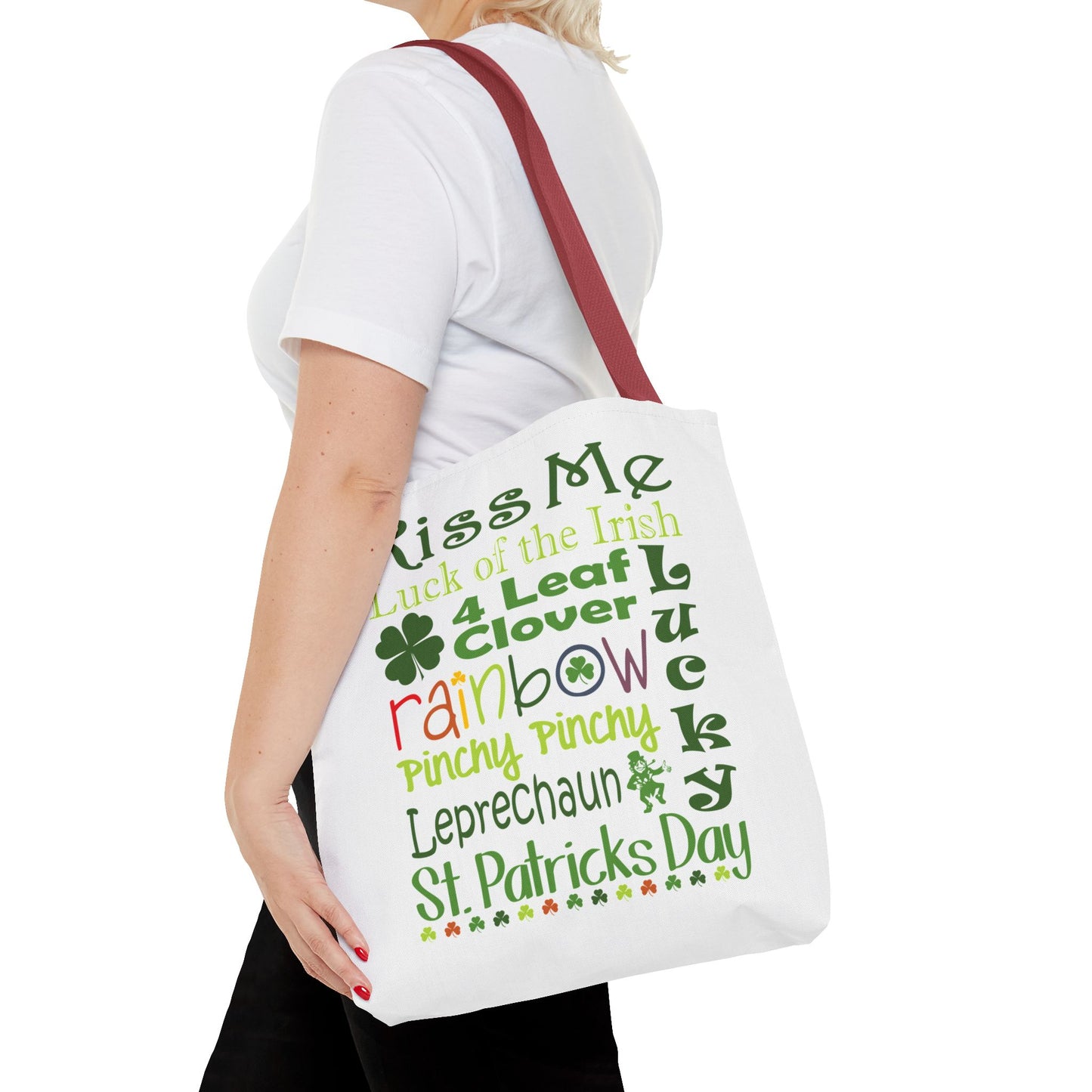 St. Patrick's Word Riot White Tote Bag — Bold Typographic Holiday Tote - 3 Sizes