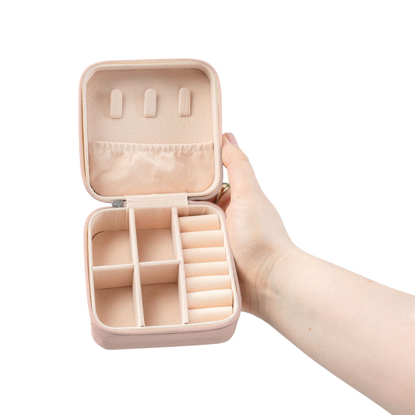 Floral Petite Jewelry Travel Case — Compact Organizer for Rings, Earrings & Necklaces