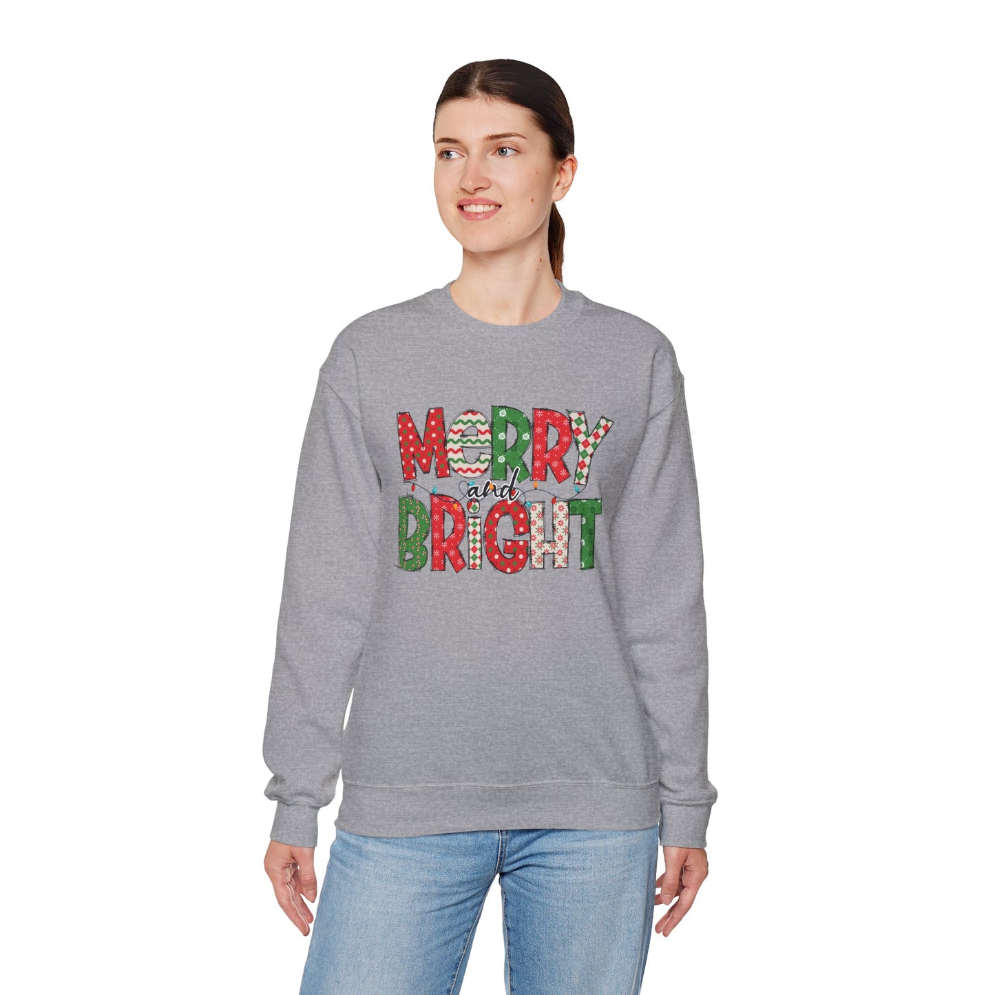 Merry and Bright Crewneck Sweatshirt — Festive Holiday Sweatshirt