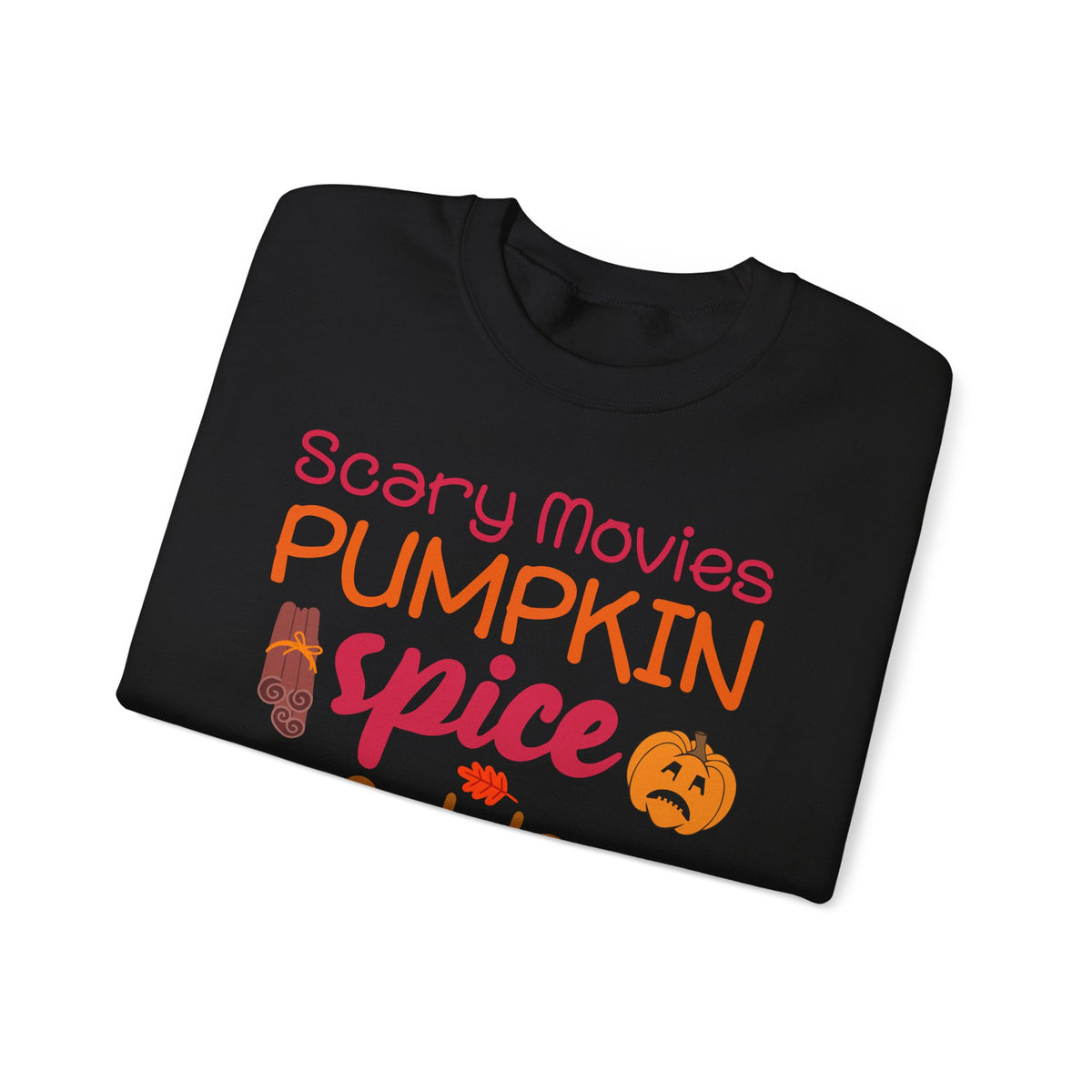 Fall Vibes Sweatshirt — "Scary Movies Pumpkin Spice Flannels Murders" Cozy Crewneck