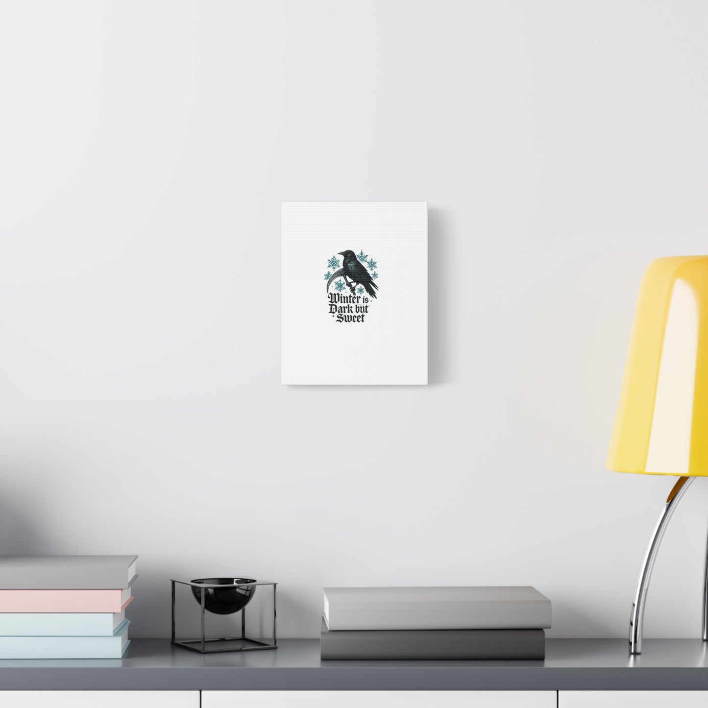 Raven Winter Canvas Art — “Winter is Dark but Sweet” Stretched Matte Print