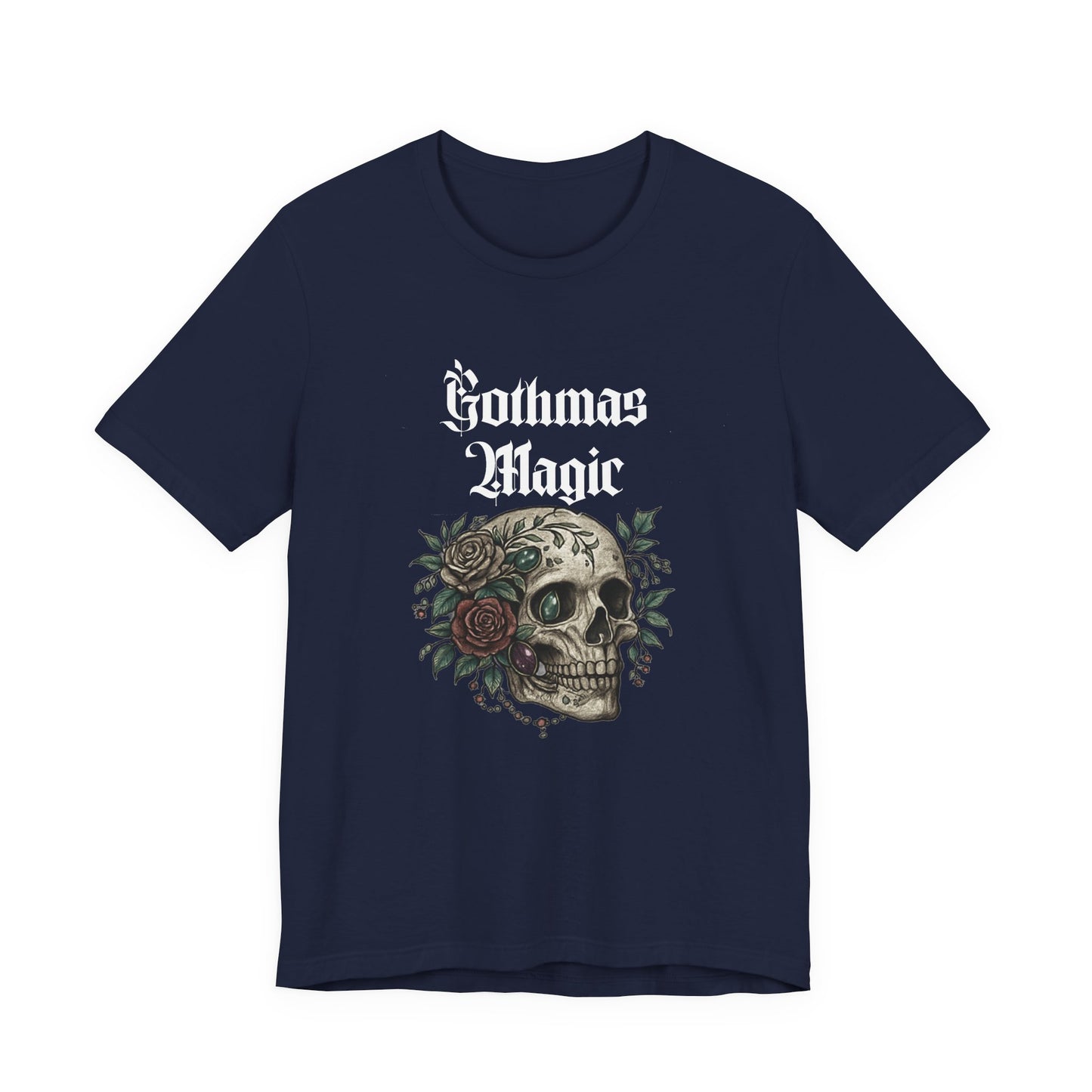 Gothmas Magic Skull Tee — Gothic Holiday Skull & Rose T-Shirt