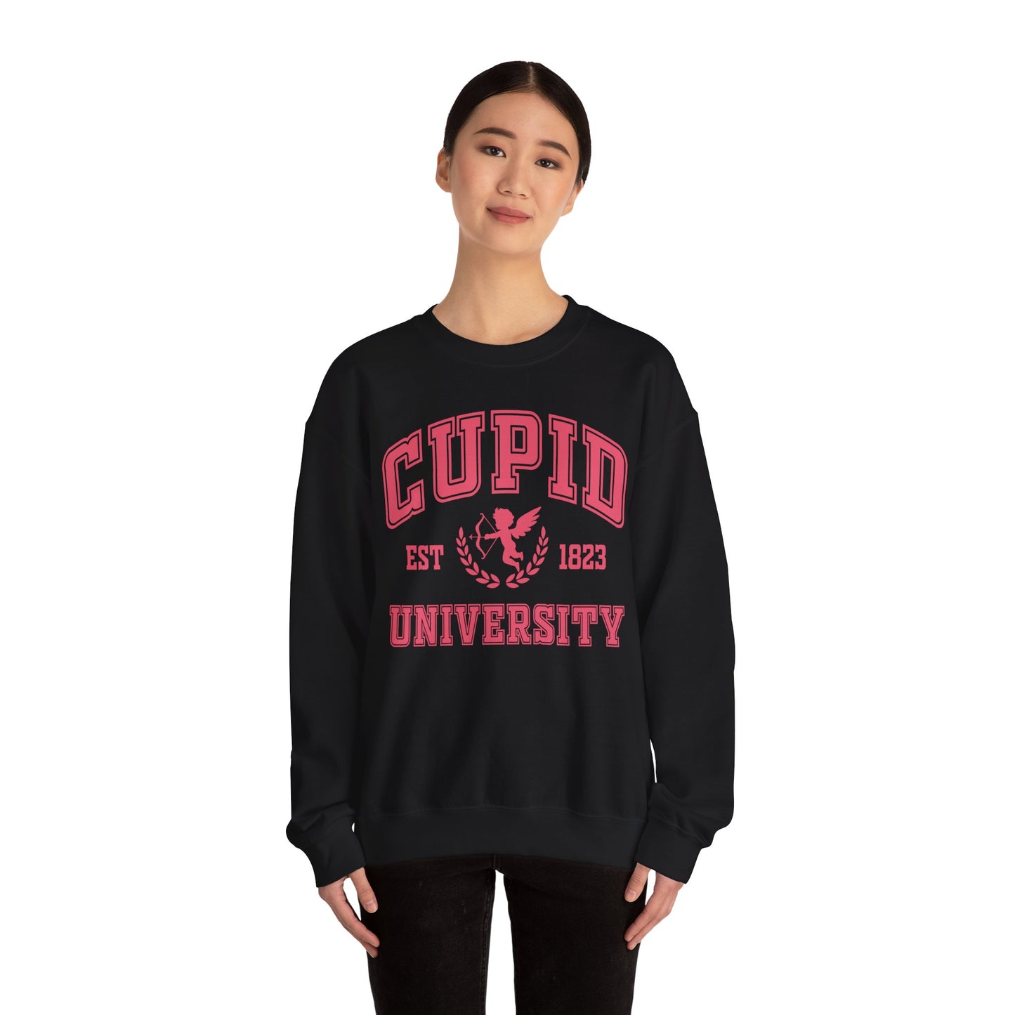 Cupid University Crewneck Sweatshirt — Valentine's Day Graphic Sweatshirt