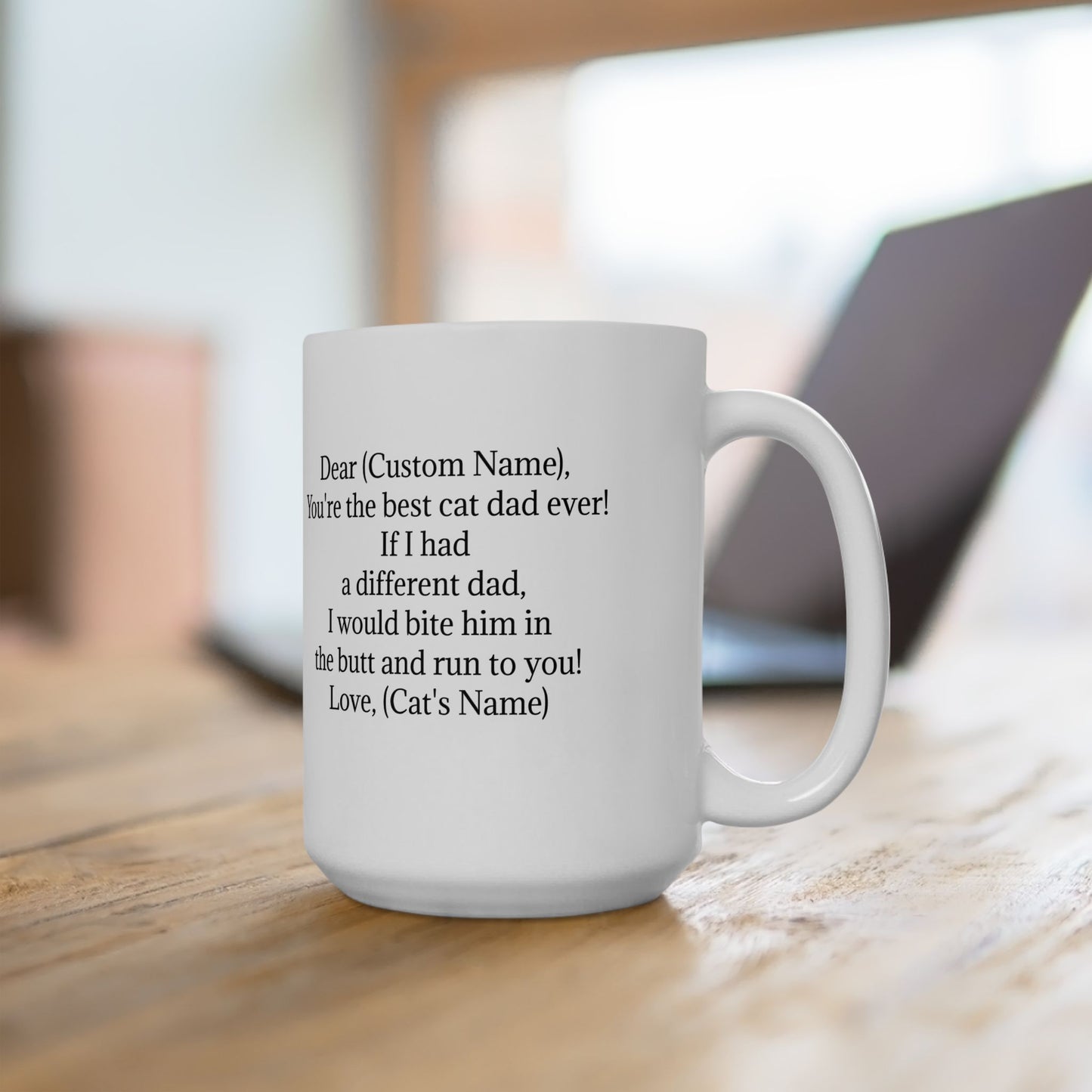 Personalized Ceramic Coffee Mug for Dad - Best Cat Dad Ever Gift