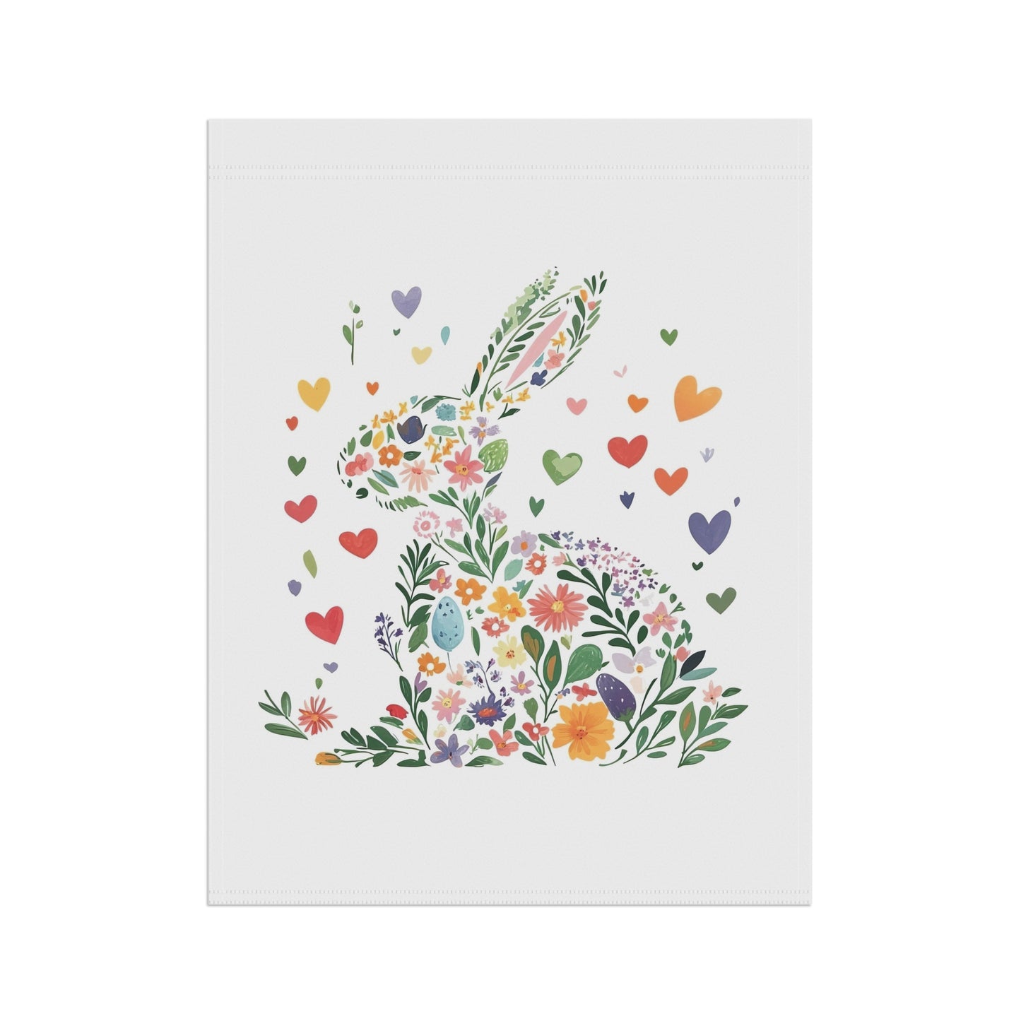 Floral Rabbit Garden Banner – Spring Decor for Easter Celebrations and Bunny Love