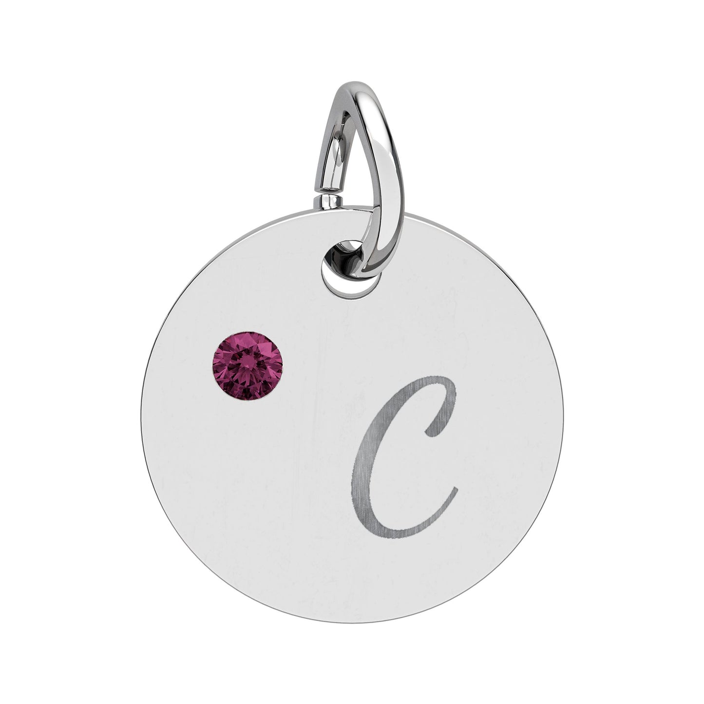 Engravable Birthstone Circle Charm — Personalized Initial & Birthstone Pendant