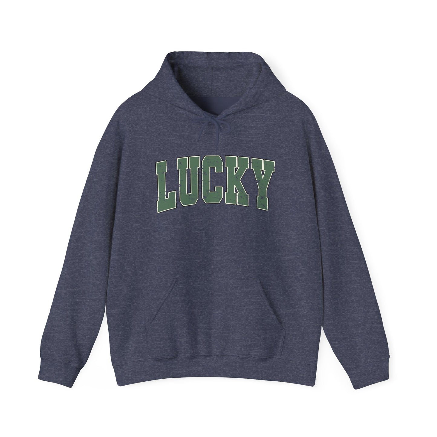 Lucky Distressed Hoodie — St. Patrick’s Day Green Vintage Lettering