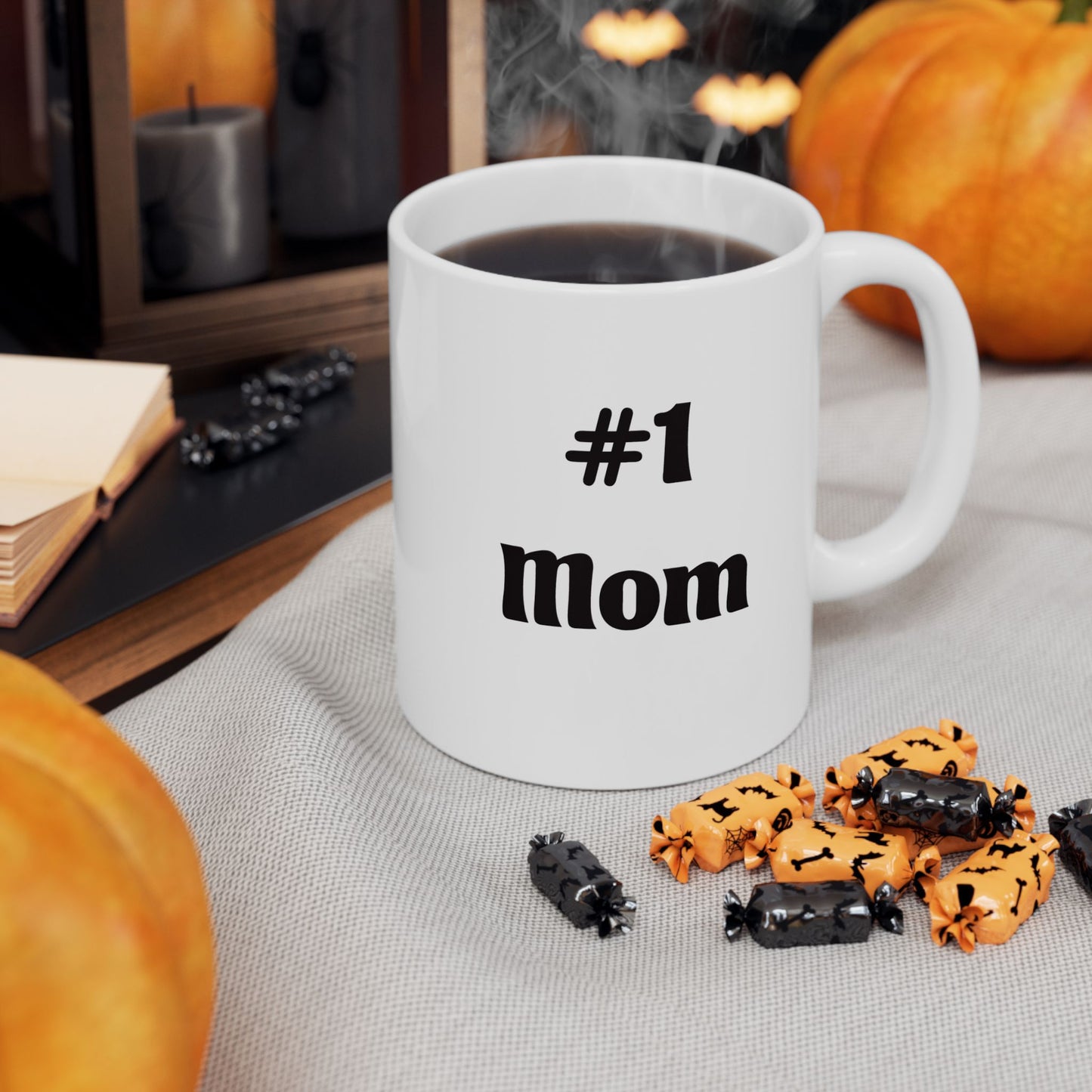 Funny Coffee Mug – “#1 Mom” Black Typography Ceramic Mug (11oz & 15oz)