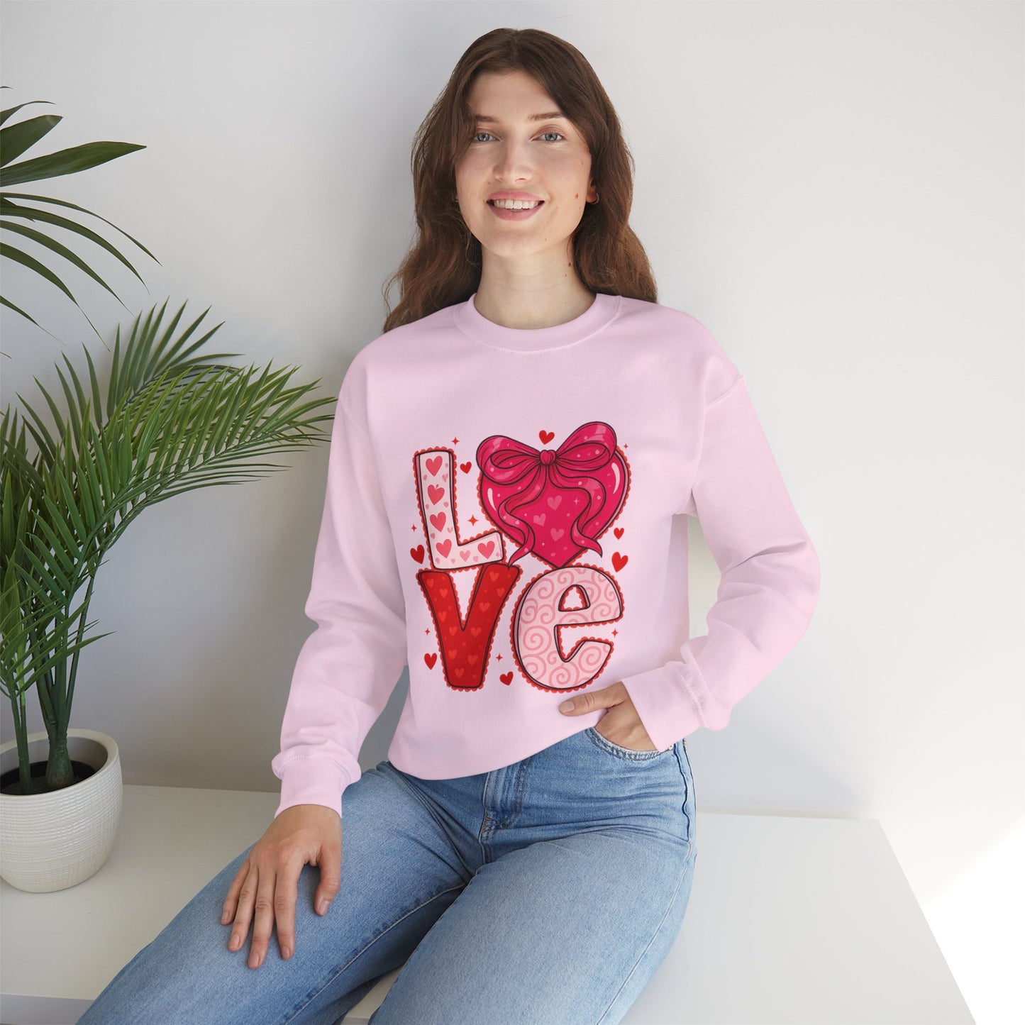 Coquette Love Crewneck Sweatshirt — Feminine Heart Graphic Crewneck