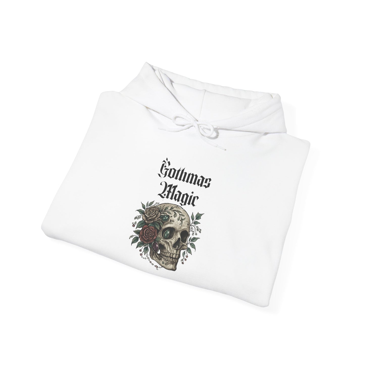 Gothmas Magic Hoodie — Skull & Wreath Gothic Holiday Sweatshirt