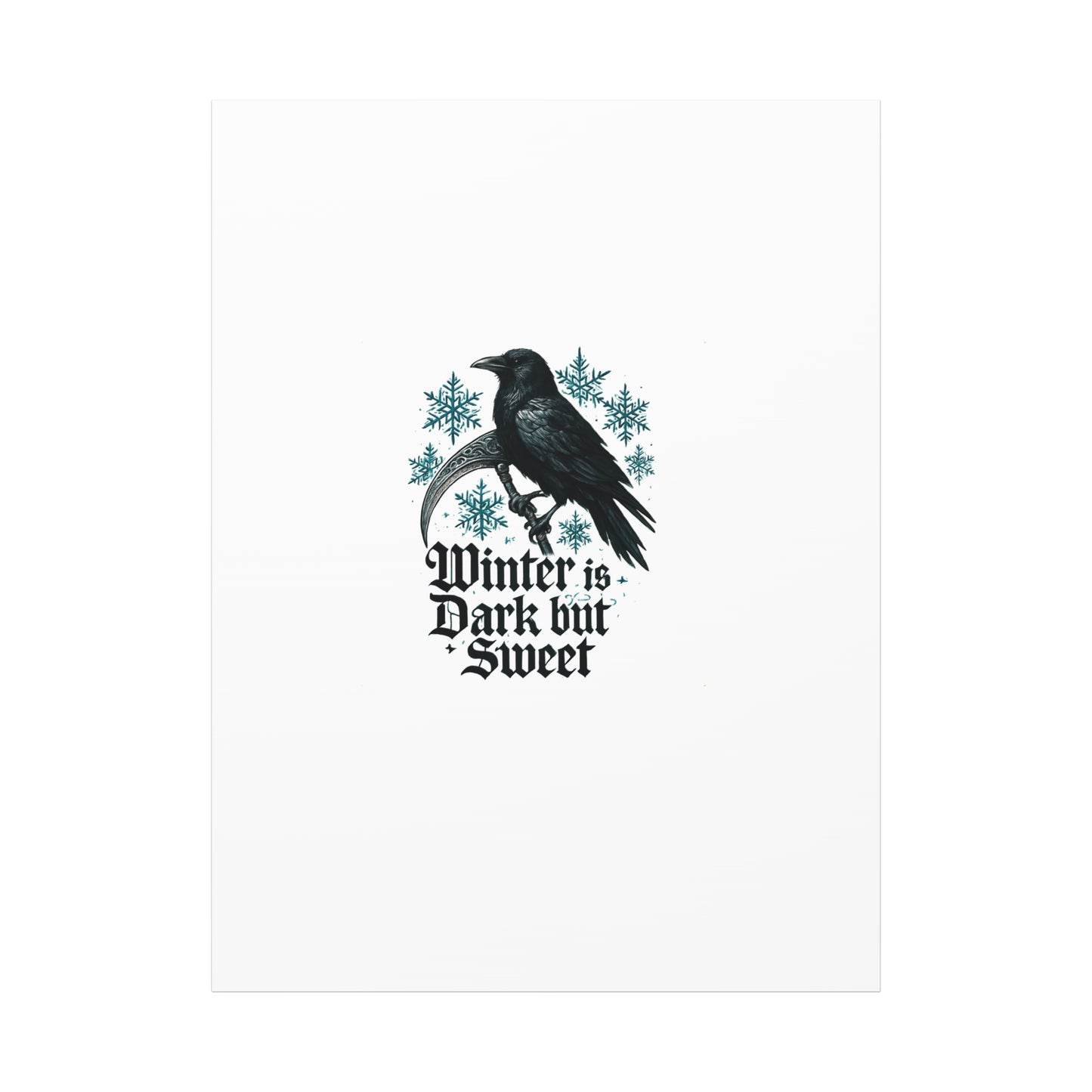 Raven Winter Canvas Art — “Winter is Dark but Sweet” Stretched Matte Print