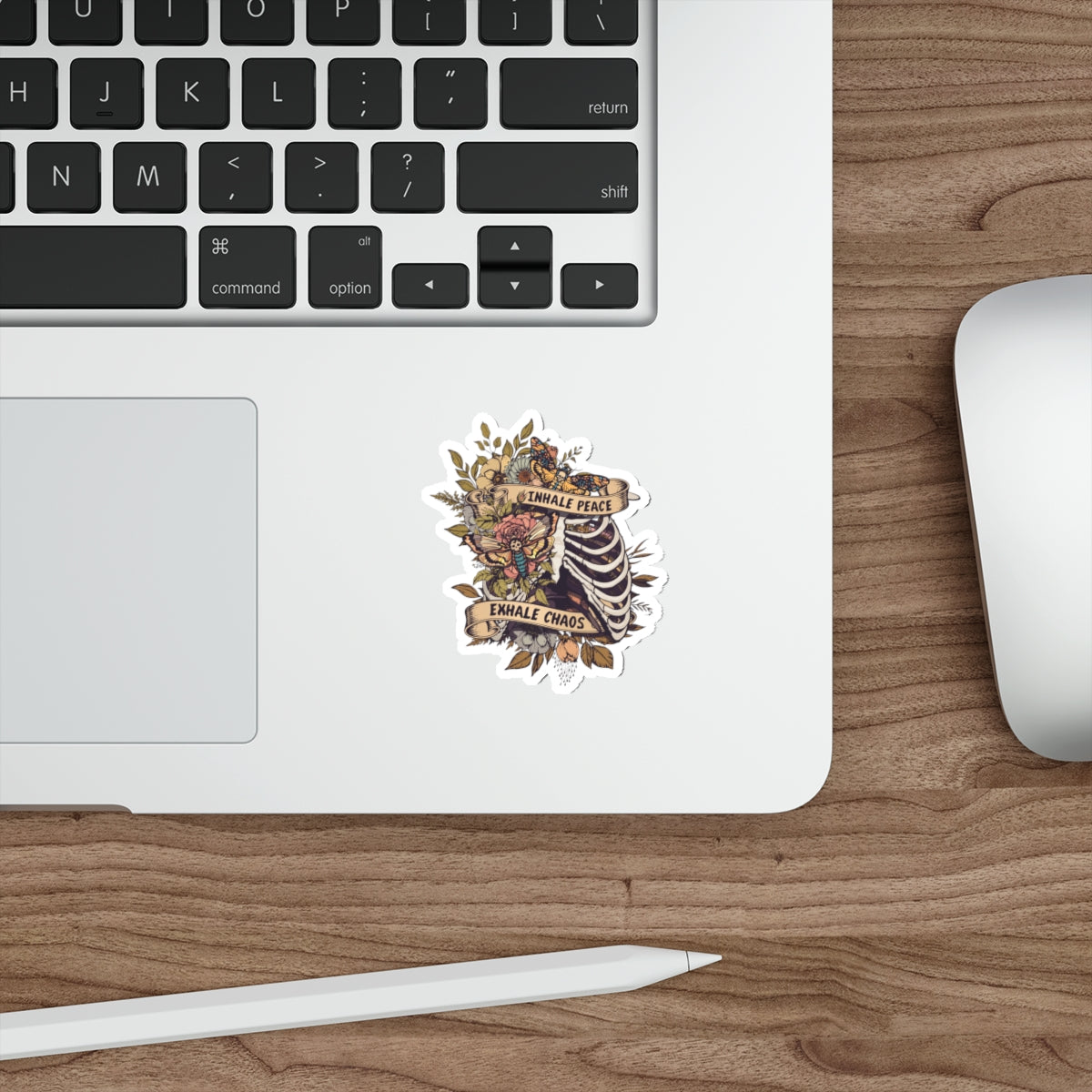 Inhale Peace, Exhale Chaos Skull Sticker