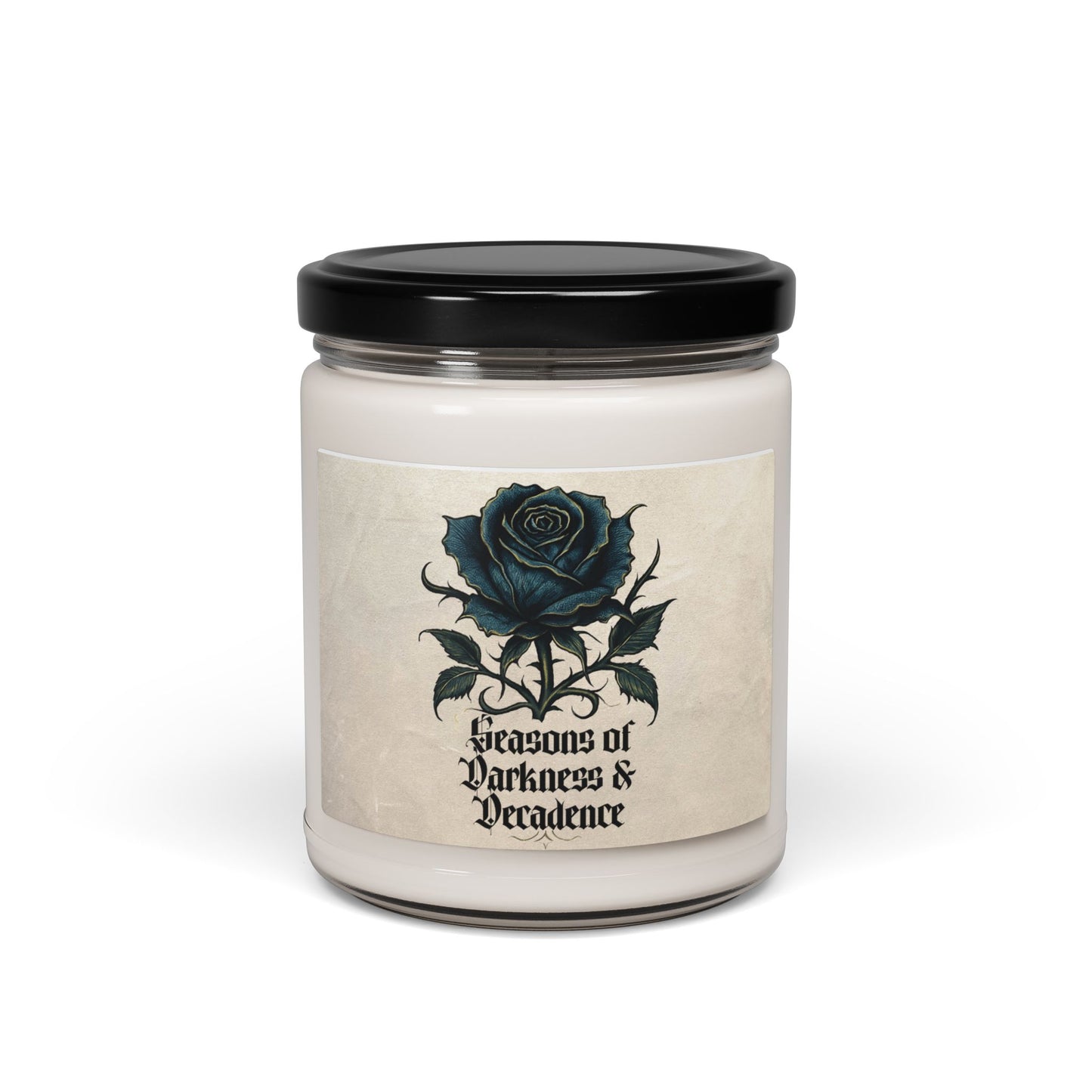 Soy Candle — “Seasons of Darkness & Decadence” Gothic Rose Scented Jar (9oz)