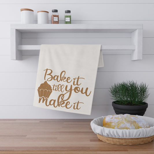 Bake It Till You Make It Kitchen Towel - Brown on White