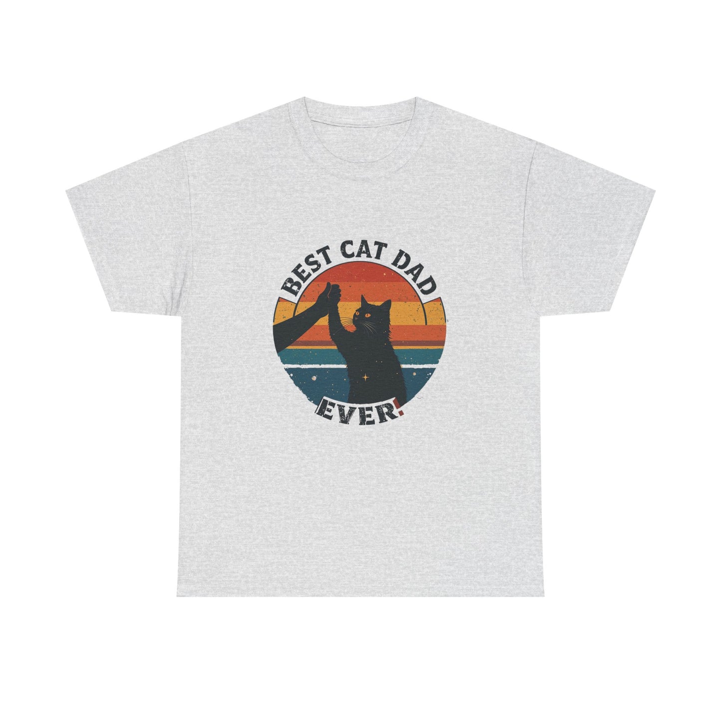 Best Cat Dad Ever Retro T-Shirt - Black Cat High Five Design