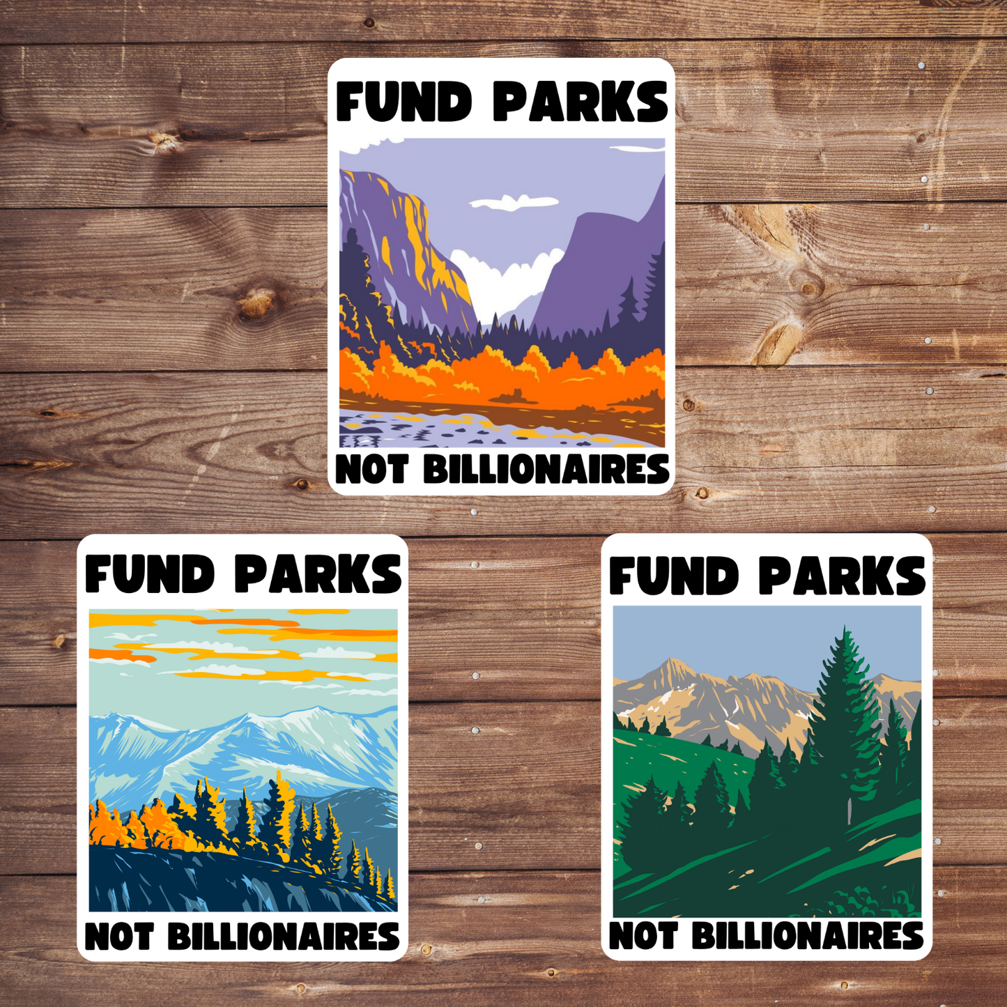 Fund Parks Not Billionaires Sticker & Postcard Set