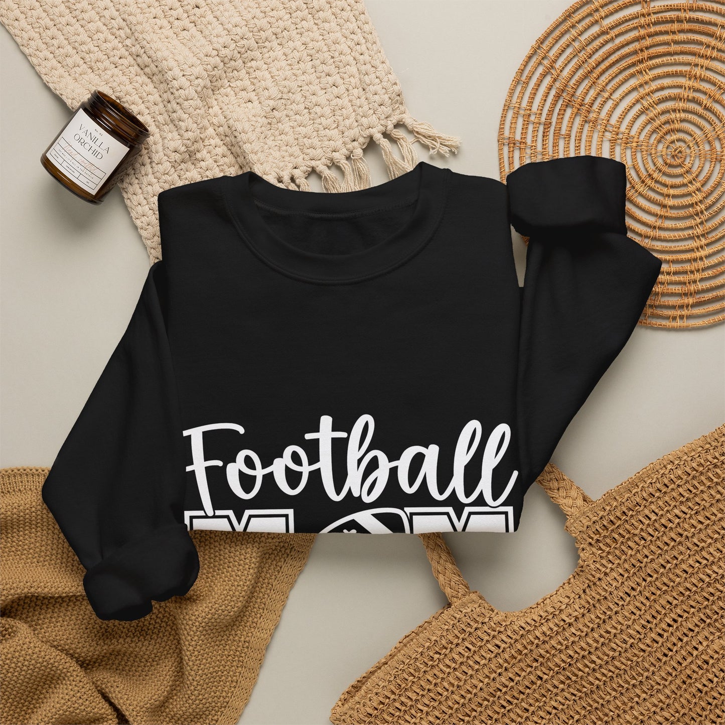 Football Mom Sweatshirt - Women's Crewneck Pullover with Football Graphic
