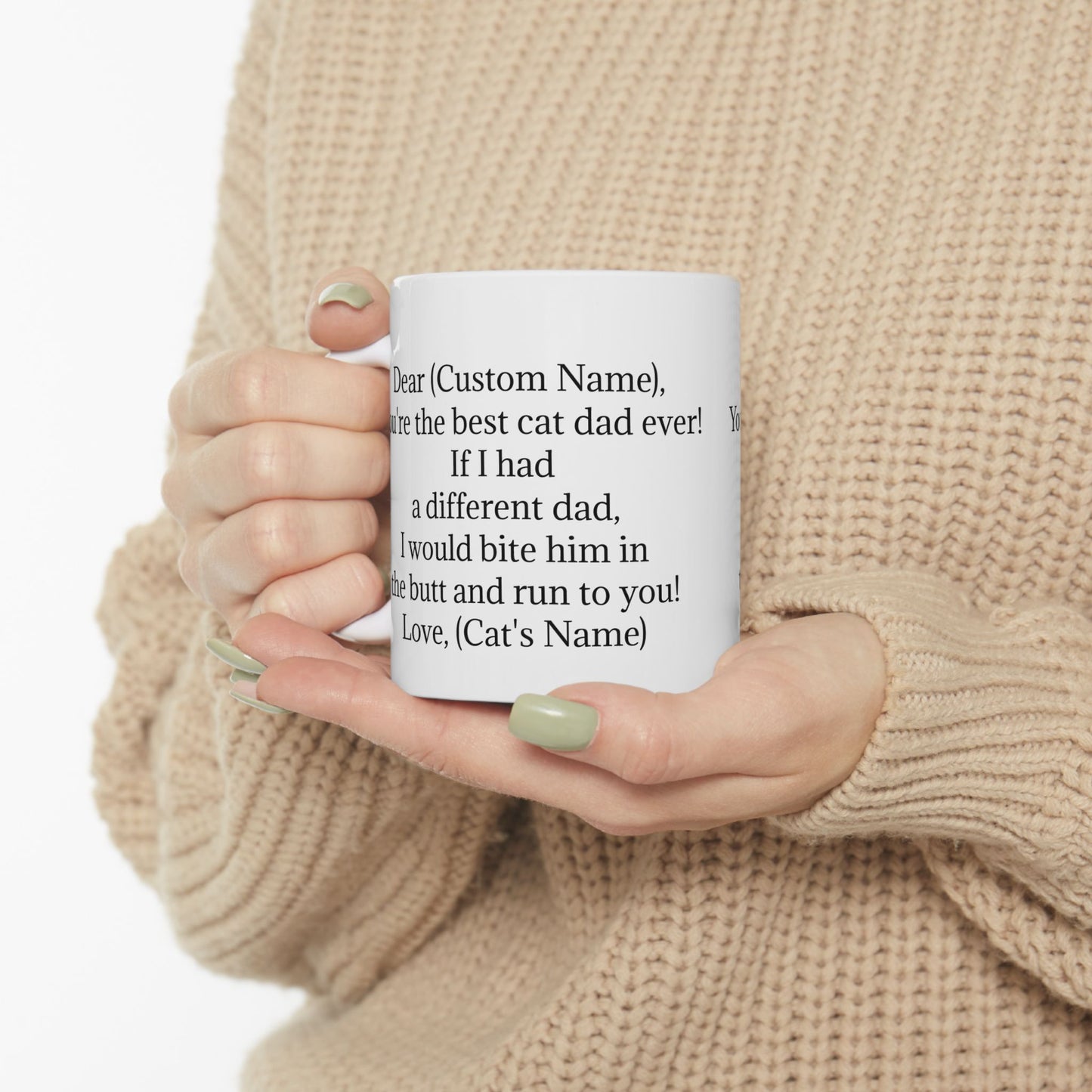 Personalized Cat Dad Ceramic Coffee Mug for Cat Dads Everwhere