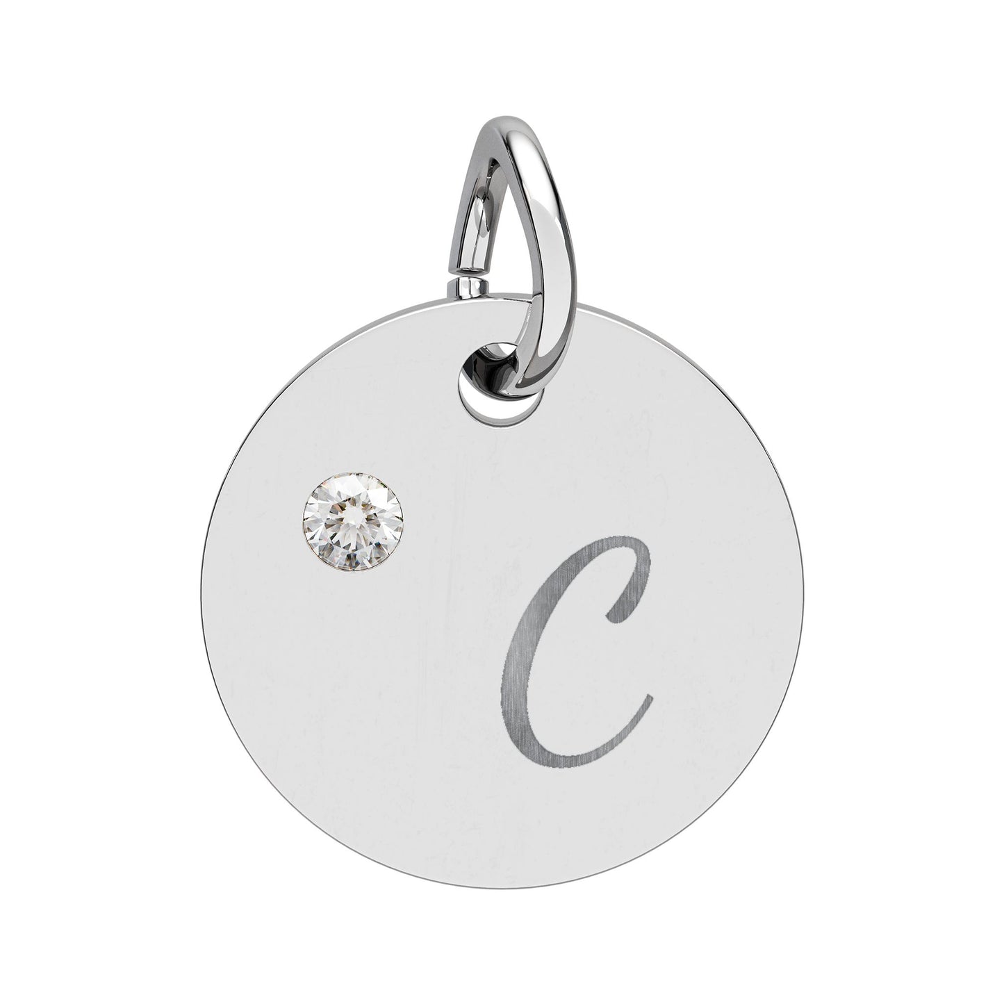 Engravable Birthstone Circle Charm — Personalized Initial & Birthstone Pendant