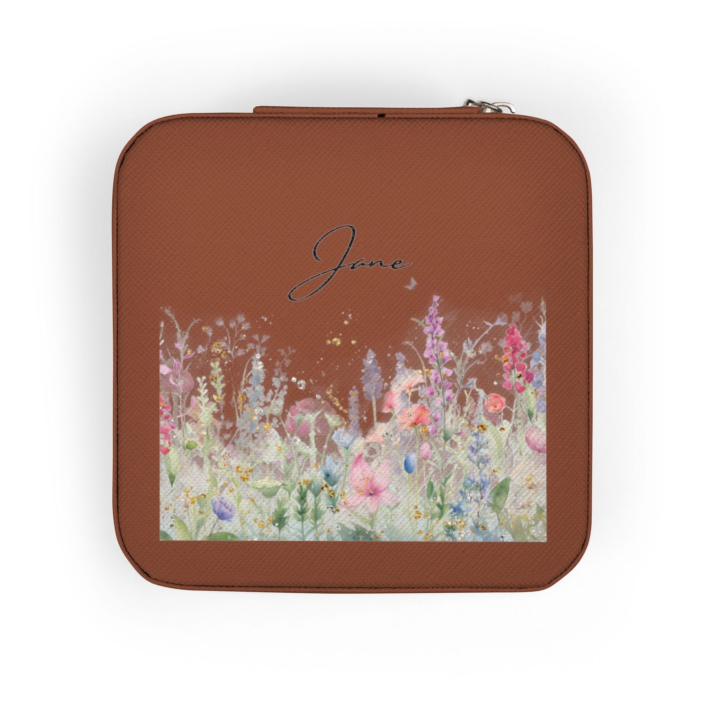 Floral Petite Jewelry Travel Case — Compact Organizer for Rings, Earrings & Necklaces