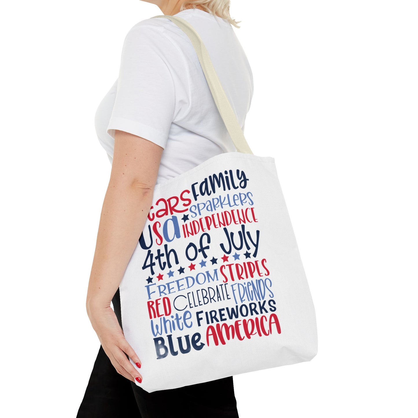 4th of July Tote Bag - USA Patriotic Stars & Stripes Independence Day Tote