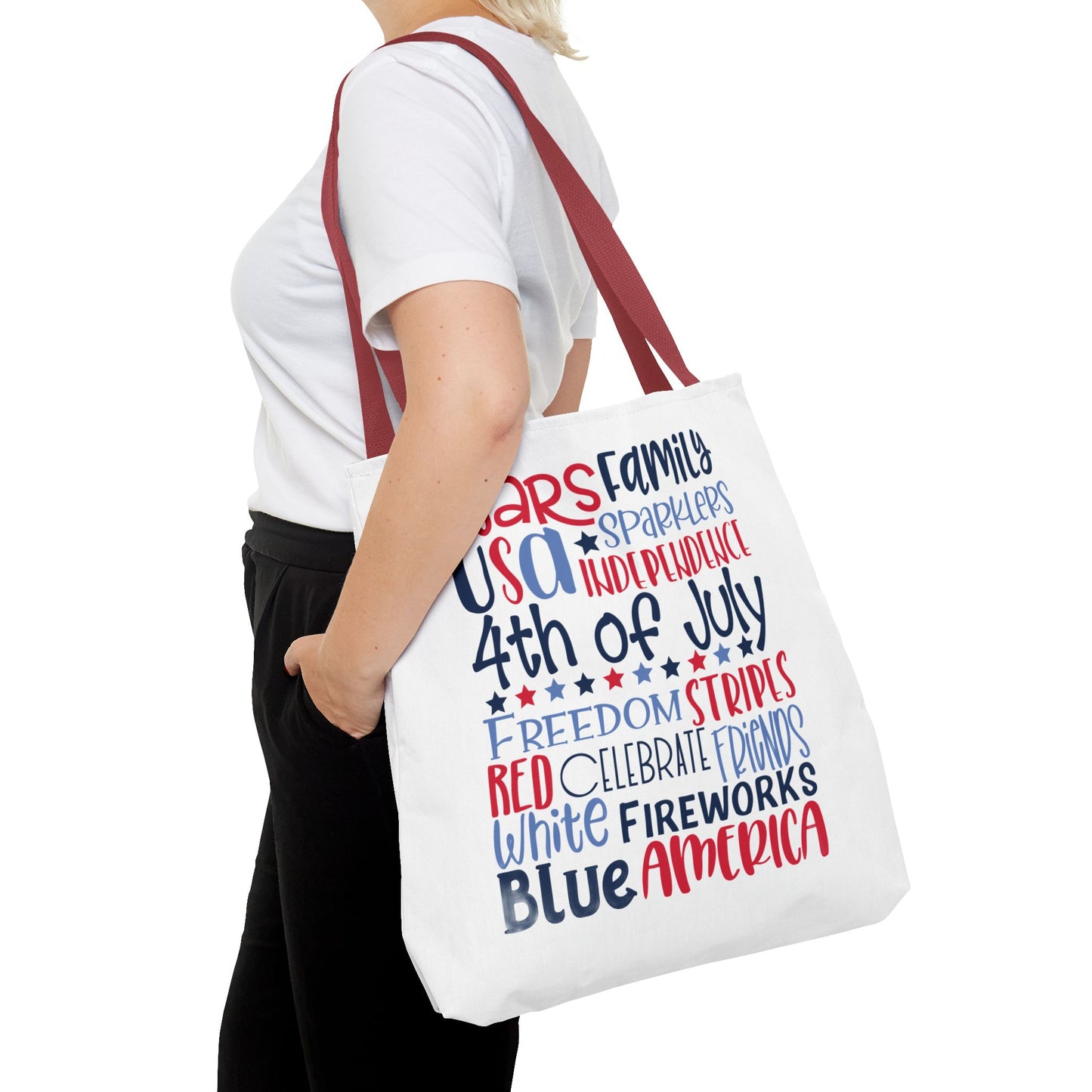 4th of July Tote Bag - USA Patriotic Stars & Stripes Independence Day Tote