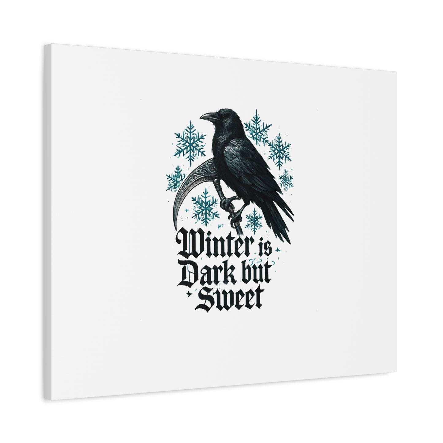 Raven Winter Canvas Art — “Winter is Dark but Sweet” Stretched Matte Print