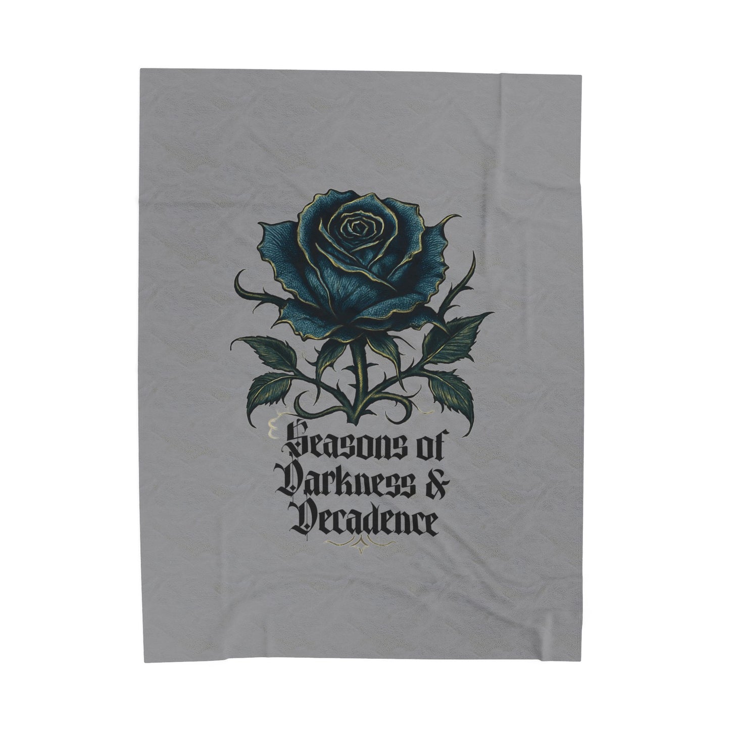 Velveteen Plush Blanket — Gothic Blue Rose “Seasons of Darkness & Decadence” Cozy Throw