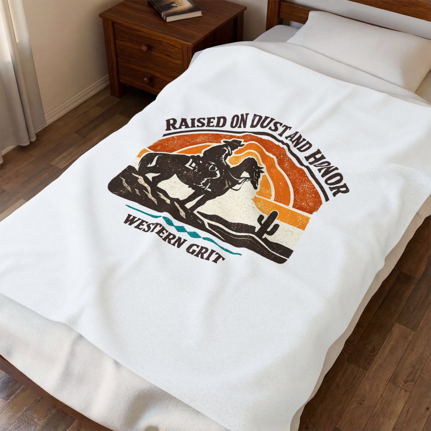 Raised on Dust and Honor Velveteen Plush Blanket | Western, Cowboy, Vintage Americana