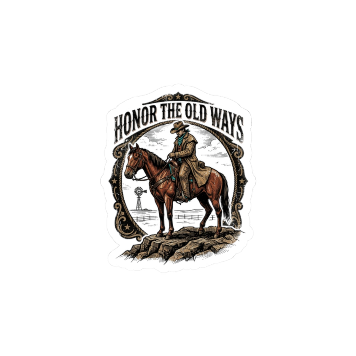 Honor the Old Ways Kiss-Cut Sticker | Western Cowboy, Vintage Americana