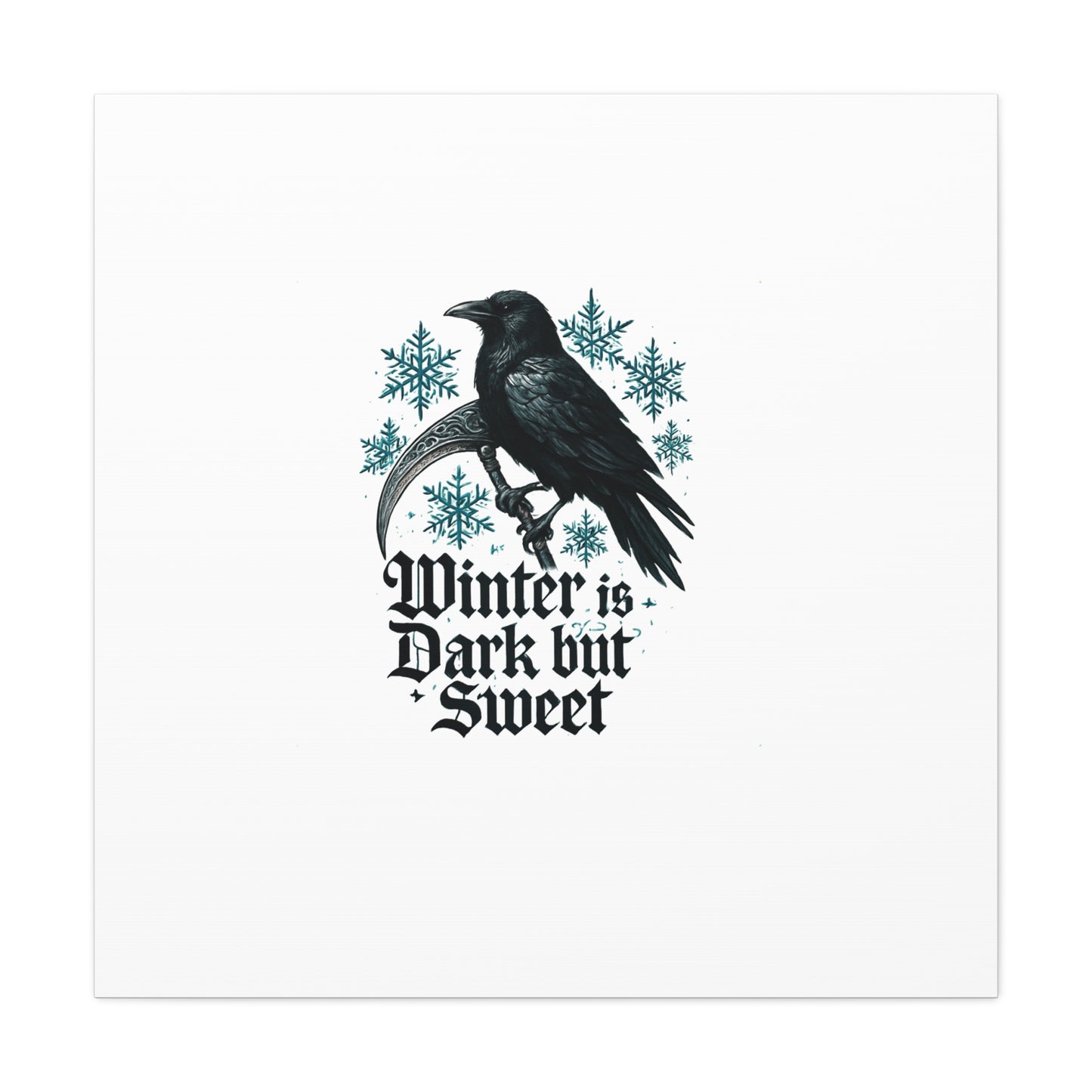 Raven Winter Canvas Art — “Winter is Dark but Sweet” Stretched Matte Print