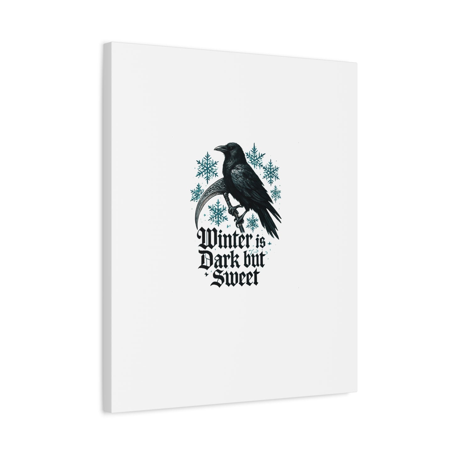 Raven Winter Canvas Art — “Winter is Dark but Sweet” Stretched Matte Print