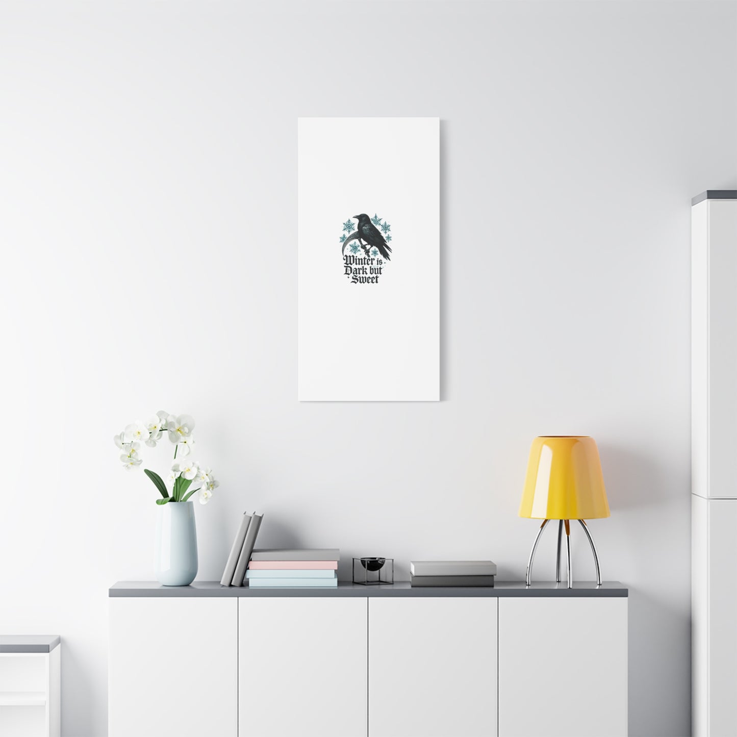 Raven Winter Canvas Art — “Winter is Dark but Sweet” Stretched Matte Print