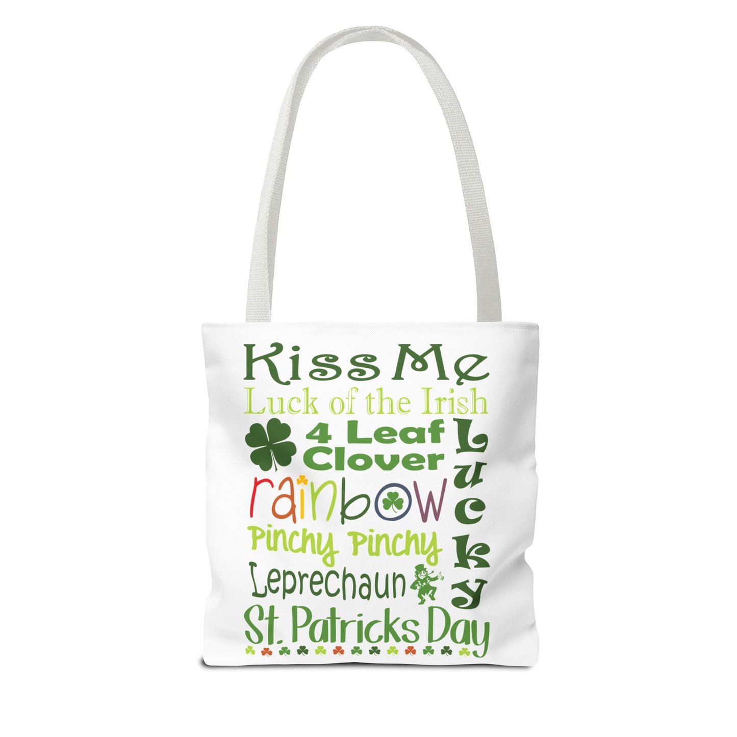 St. Patrick's Word Riot White Tote Bag — Bold Typographic Holiday Tote - 3 Sizes