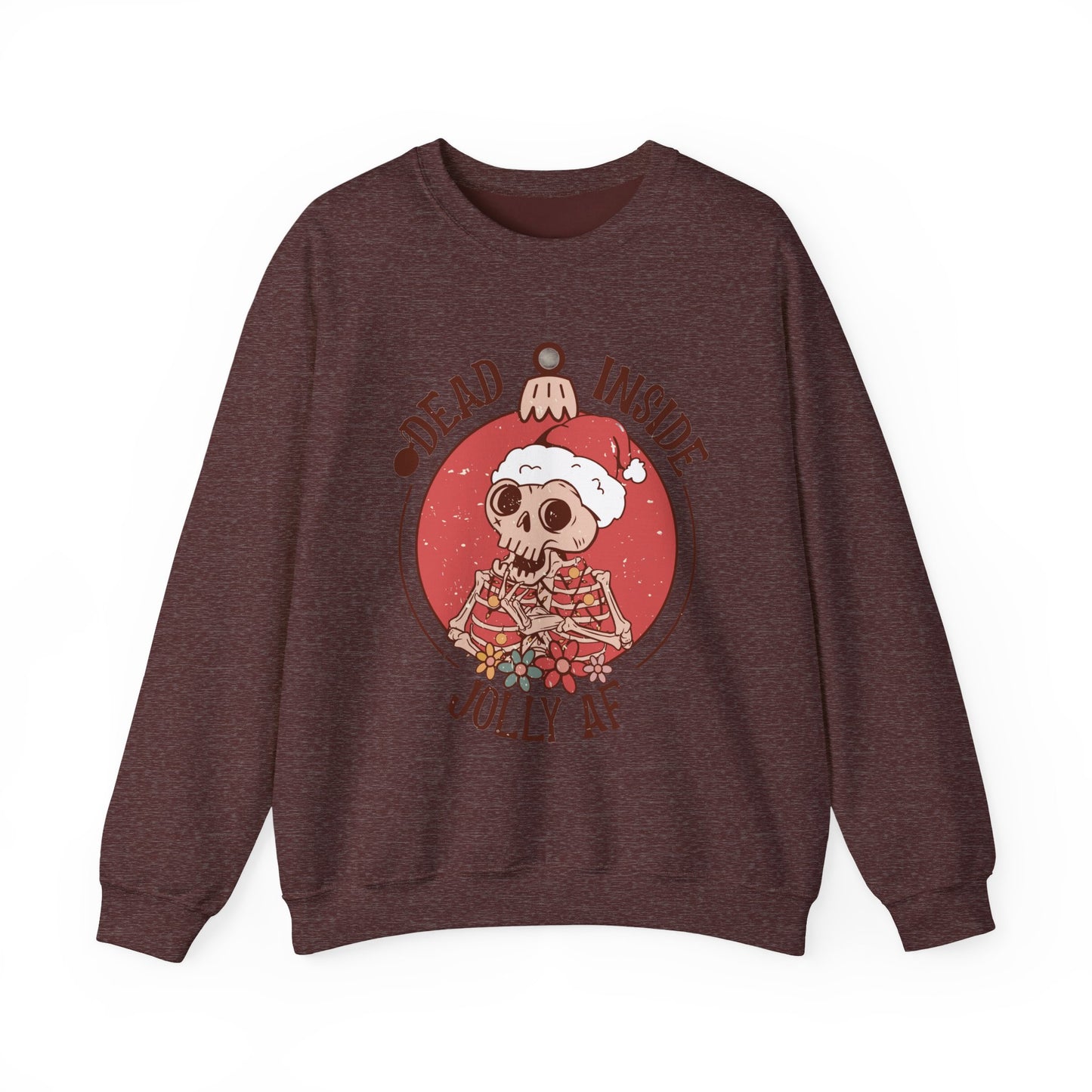 Holiday Skull Sweatshirt — "Dead Inside, Jolly AF" Christmas Crewneck
