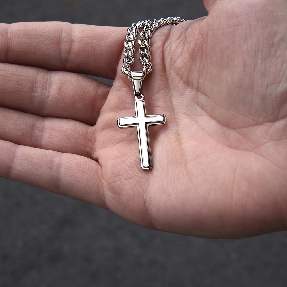 Cuban Link Chain with Artisan Cross for Dad