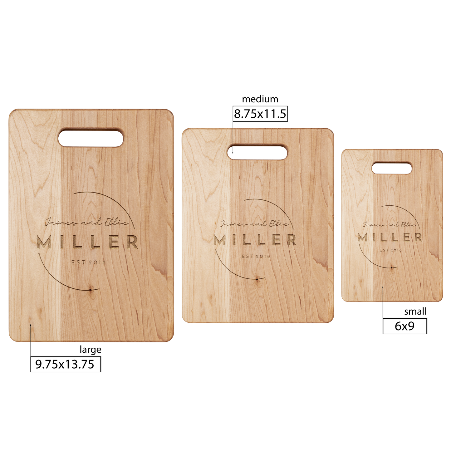 Personalized Circle 1 Design Maple Cutting Board, Handcrafted & Engraved