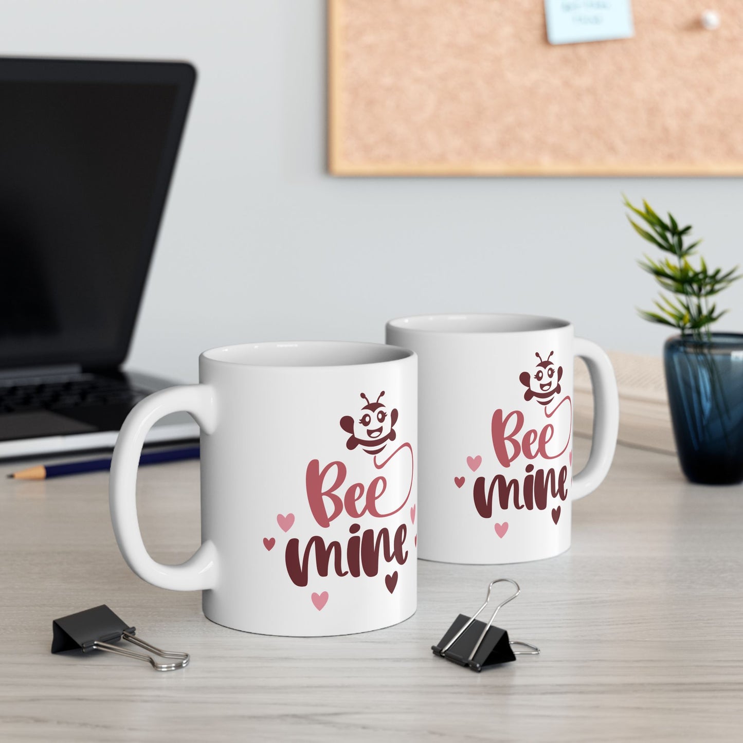 Bee Mine Valentine's Ceramic Mug — Cute 11oz & 15oz Coffee Cup
