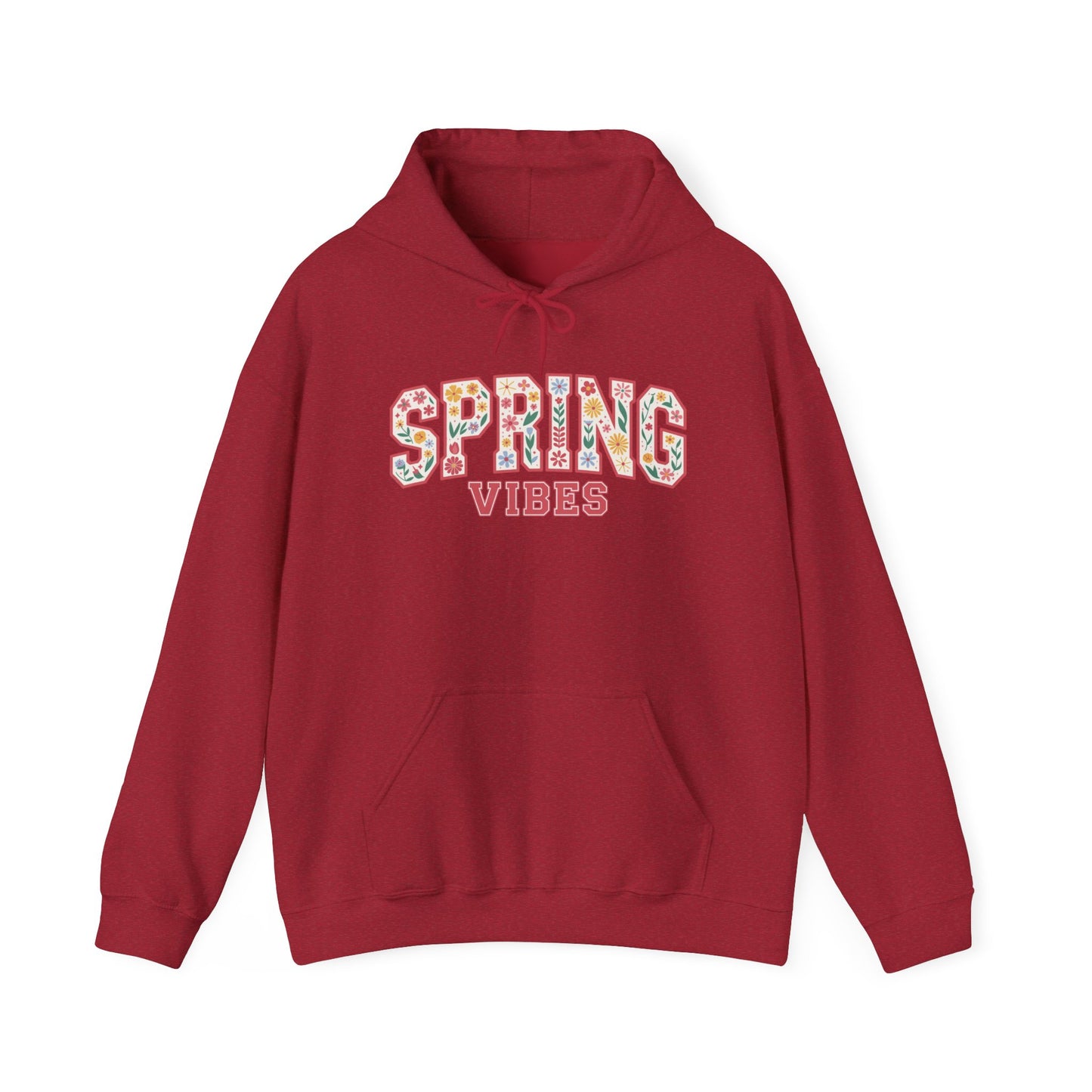 Spring Vibes Hoodie — Floral Pattern Graphic Hooded Sweatshirt
