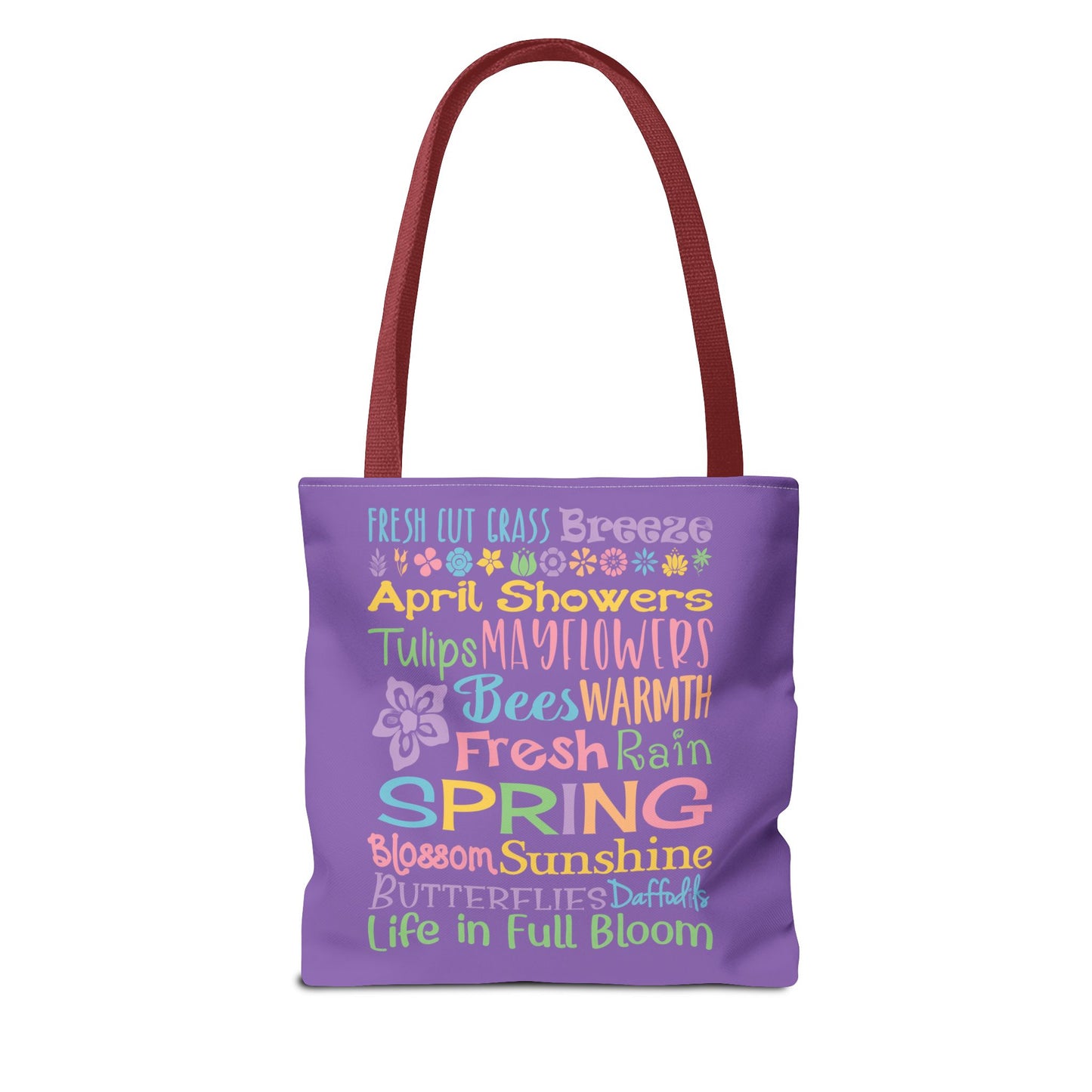 Spring Word Riot Purple Tote Bag — Pastel Floral Typography Tote