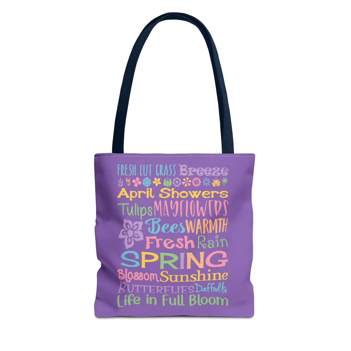 Spring Word Riot Purple Tote Bag — Pastel Floral Typography Tote