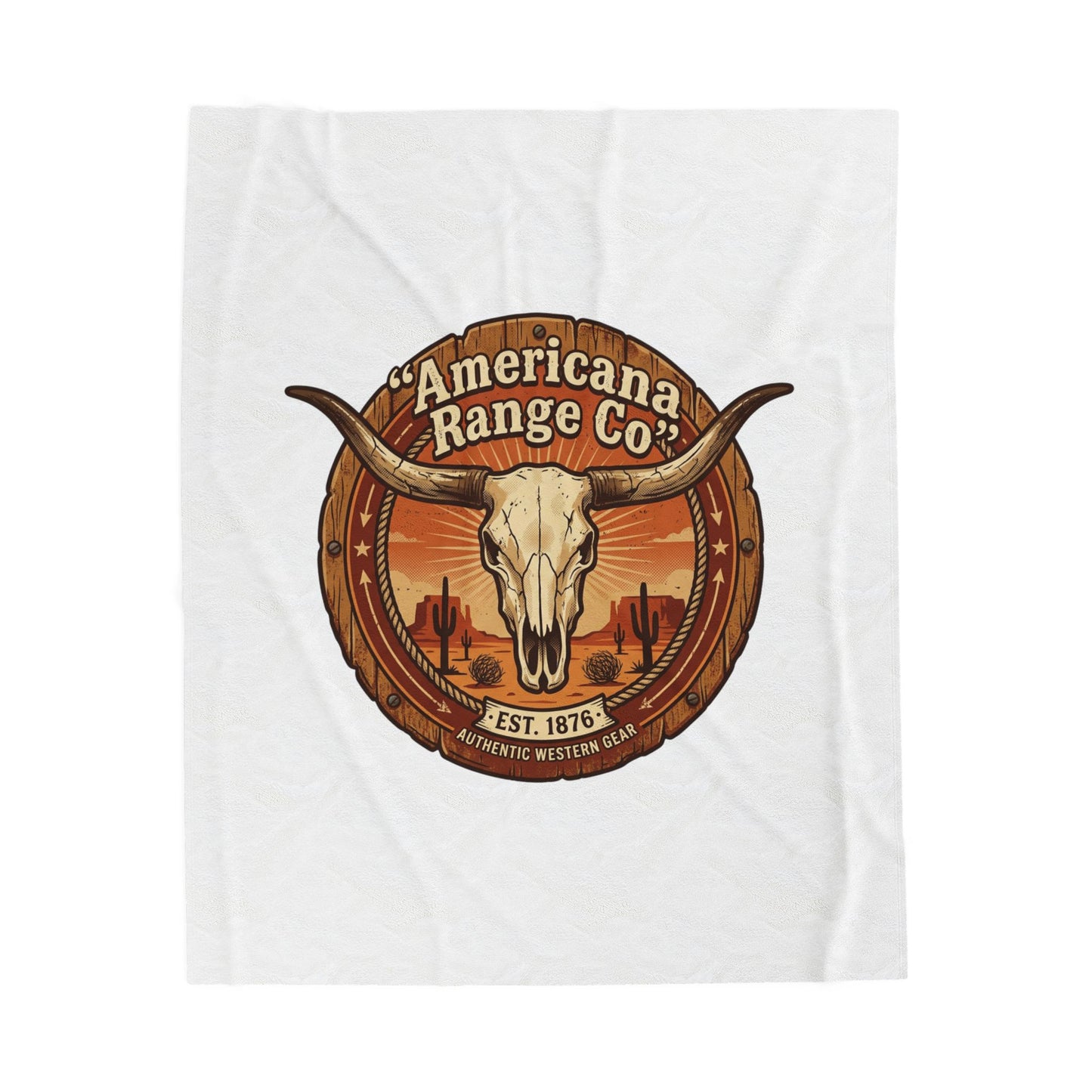 Western skull emblem Velveteen Plush Blanket | Americana, vintage desert tones