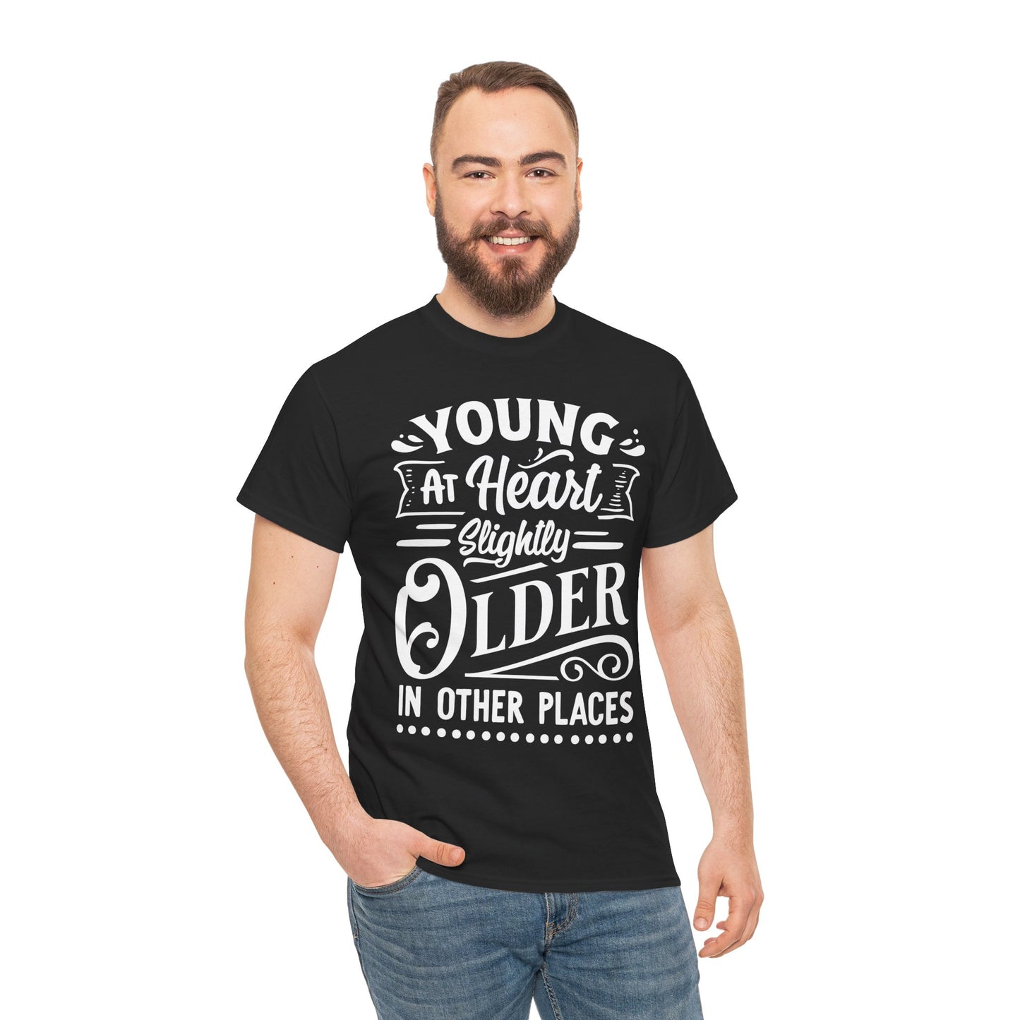 Young at Heart, Slightly Older in Other Places Unisex Heavy Cotton Tee for Dads
