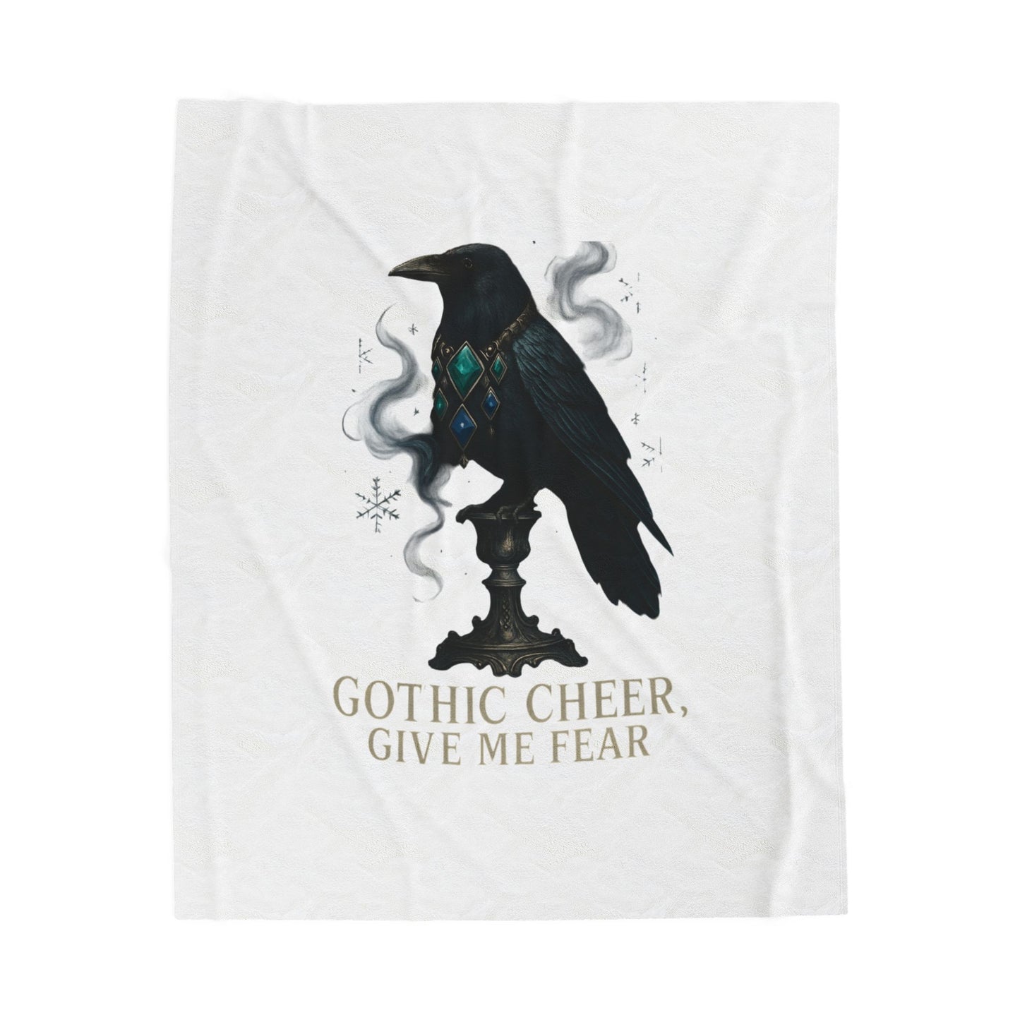 Plush Blanket — 'Gothic Cheer, Give Me Fear' Raven Velveteen Throw
