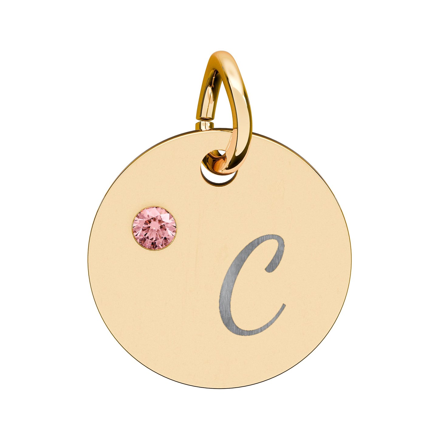 Engravable Birthstone Circle Charm — Personalized Initial & Birthstone Pendant