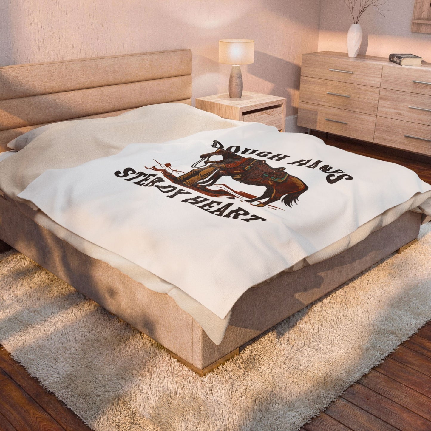 Rough Hands Steady Heart Velveteen Blanket | Western, Cowboy, Americana