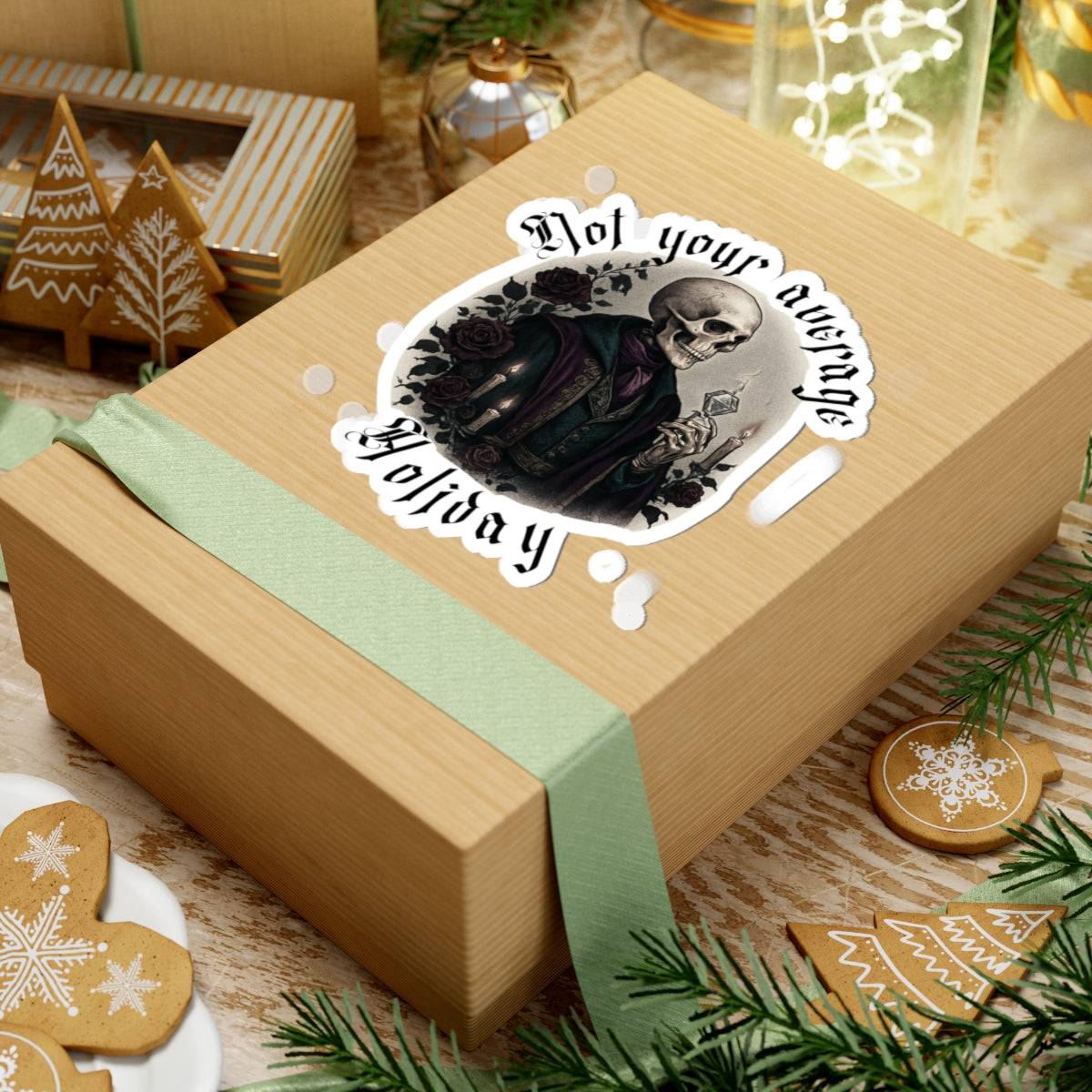 Gothic Skull 'Not Your Average Holiday' Kiss-Cut Sticker